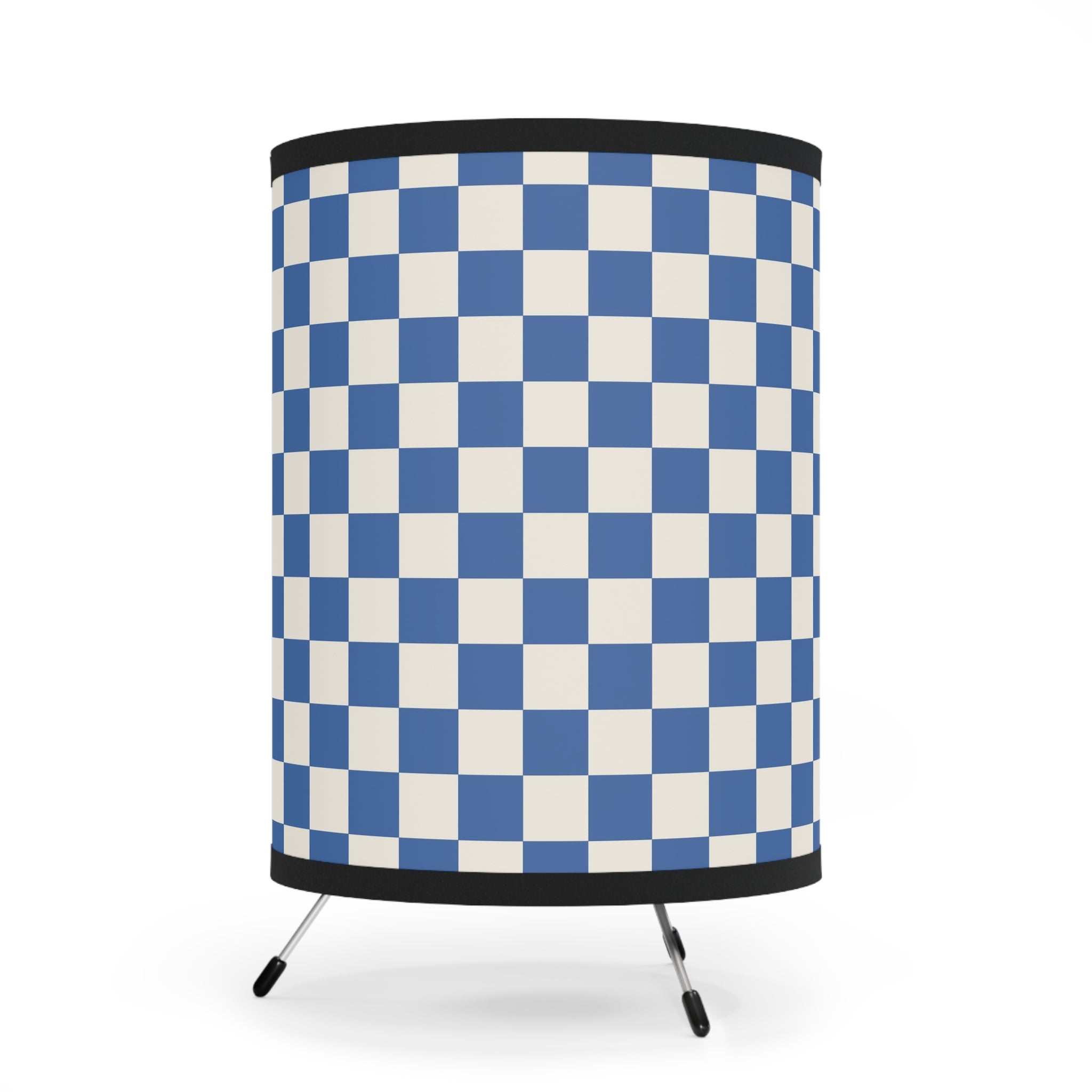 Checkerboard Blue Tripod Lamp with High-Res Printed Shade, US\CA plug, Artsulli - Art is Long, Life is Short, Home Decor, , , , , , , 