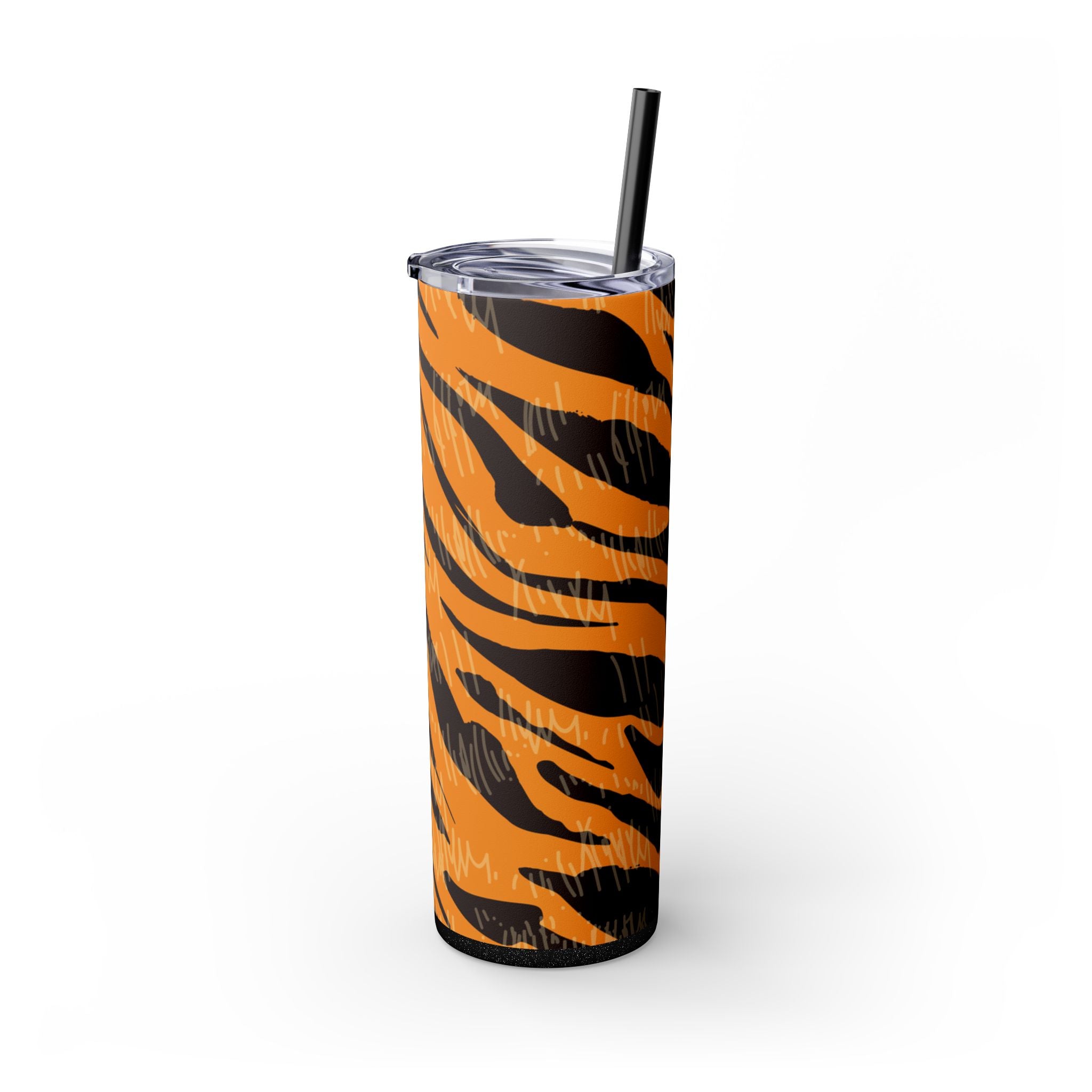 Tiger Scratches Orange & Black Skinny Tumbler with Straw, 20oz, Artsulli - Art is Long, Life is Short, Mug, , , , , , , 