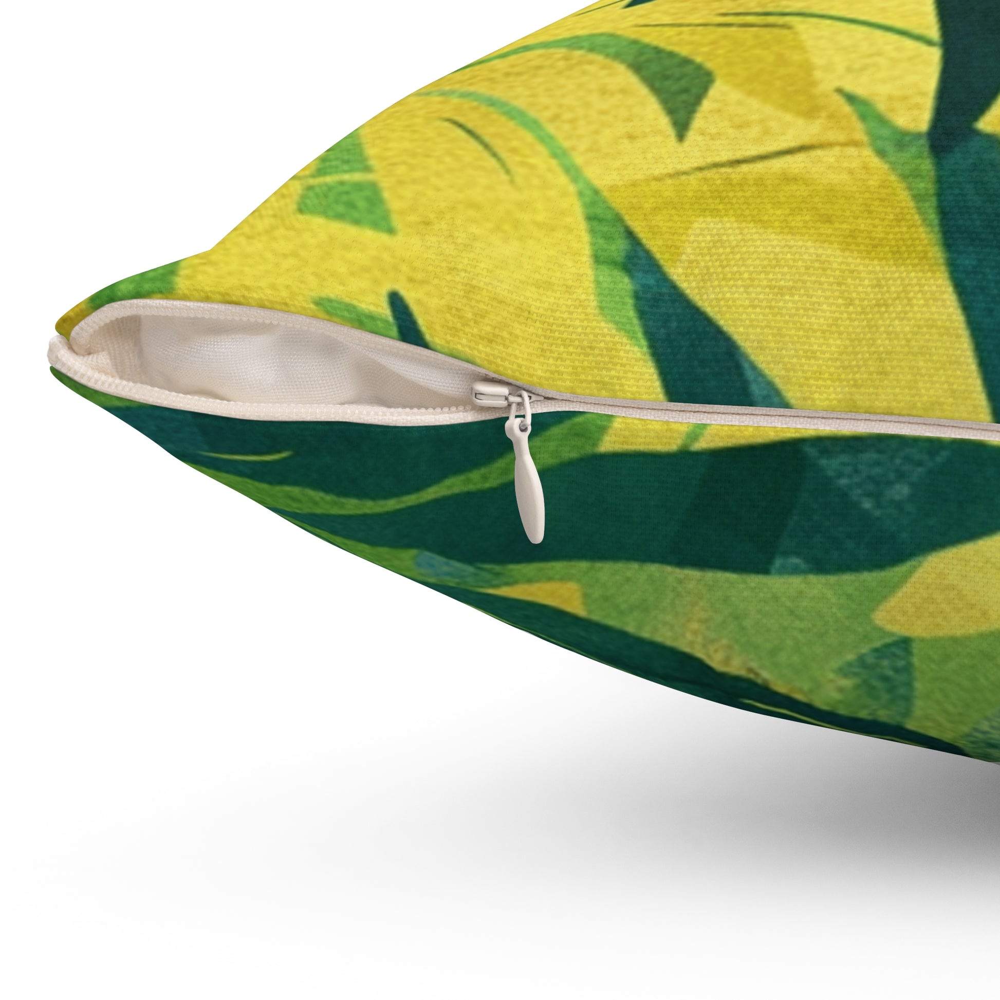 Green Leaf x Yellow Leaf x Tropical x Jungle Spun Polyester Square Pillow, Artsulli - Art is Long, Life is Short, Home Decor, , , , , , , 