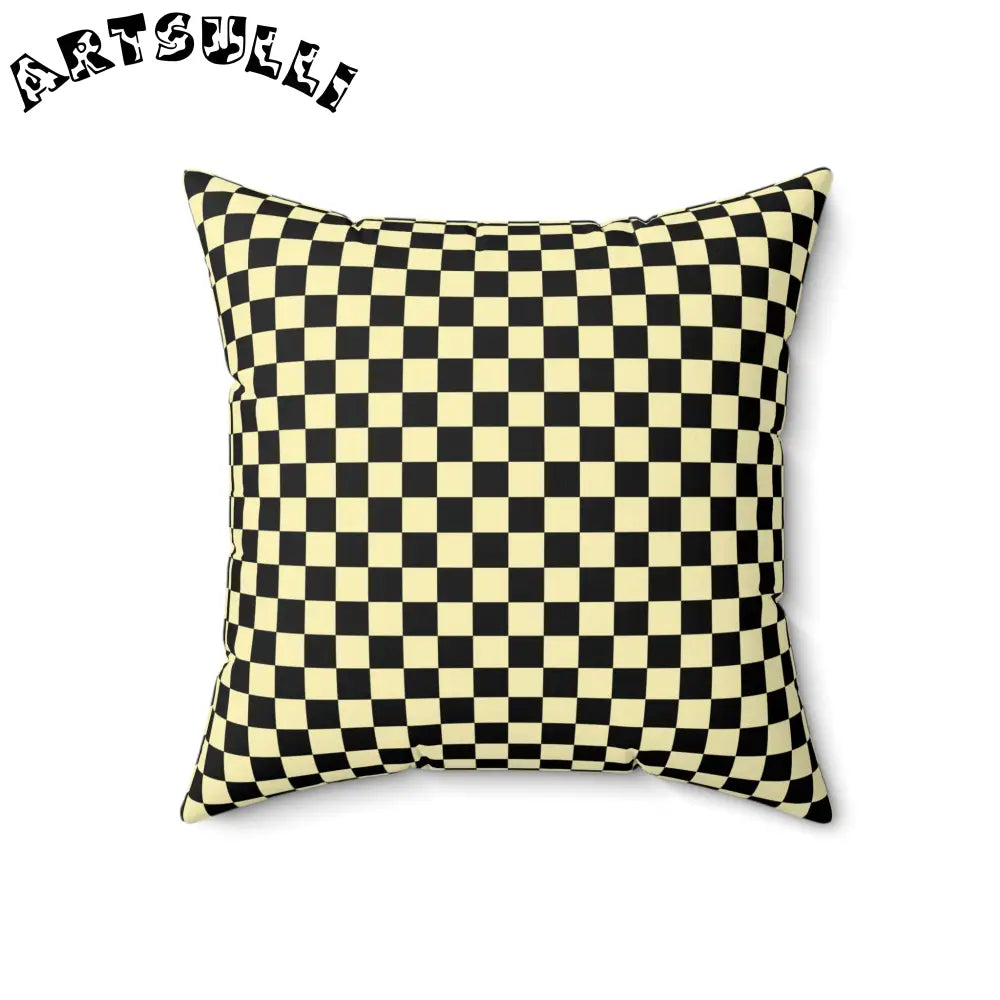JAKKOUTTHEBXX Checkerboard II Black and Yellow Spun Polyester Square