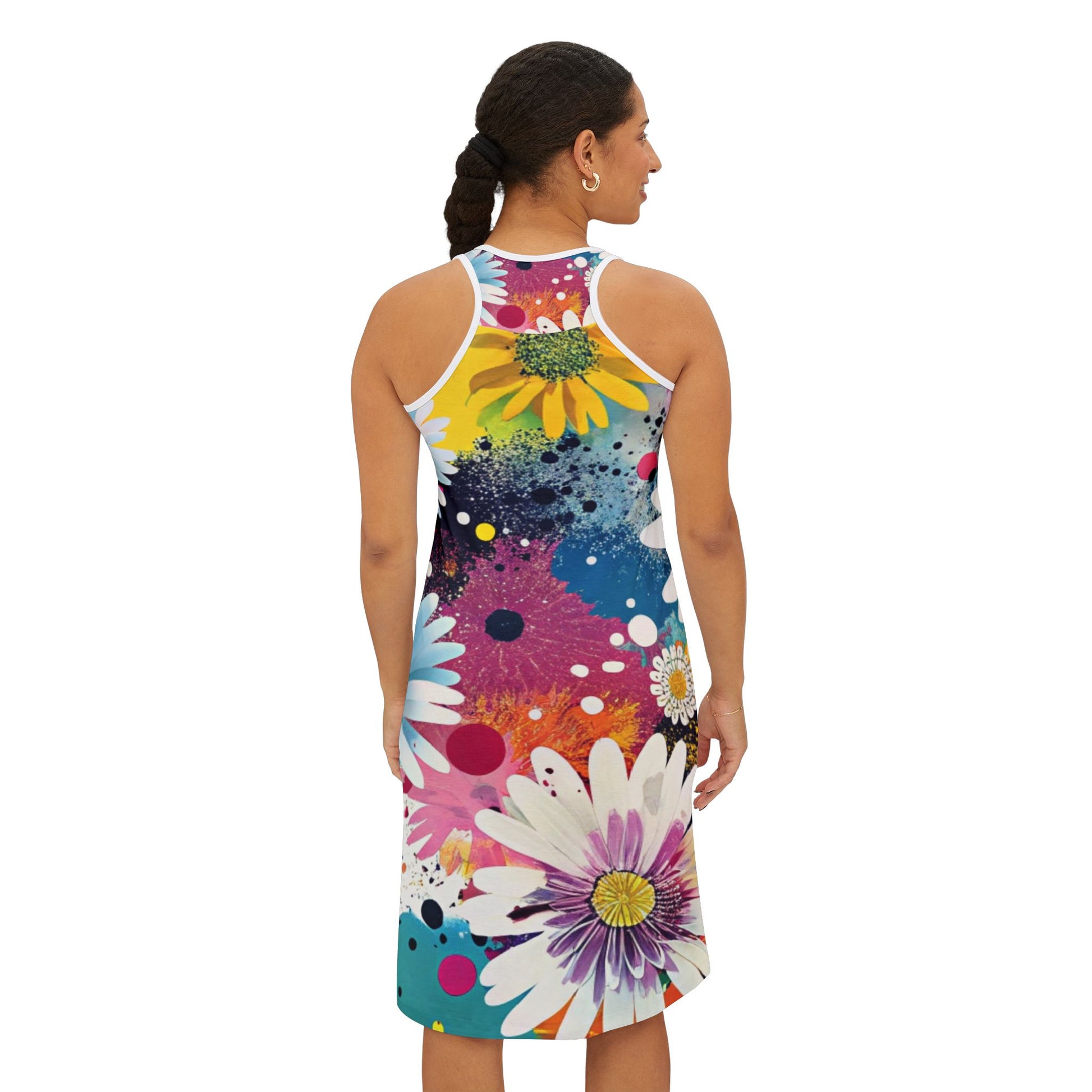 Magical Flower Explosion Multi-Color Women's Racerback Dress (AOP), Artsulli - Art is Long, Life is Short, Tank Top, , , , , , , 