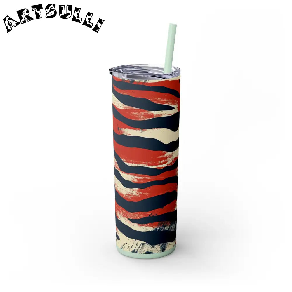 JAKKOUTTHEBXX Capricious Tiger Wave Skinny Tumbler with Straw 20oz