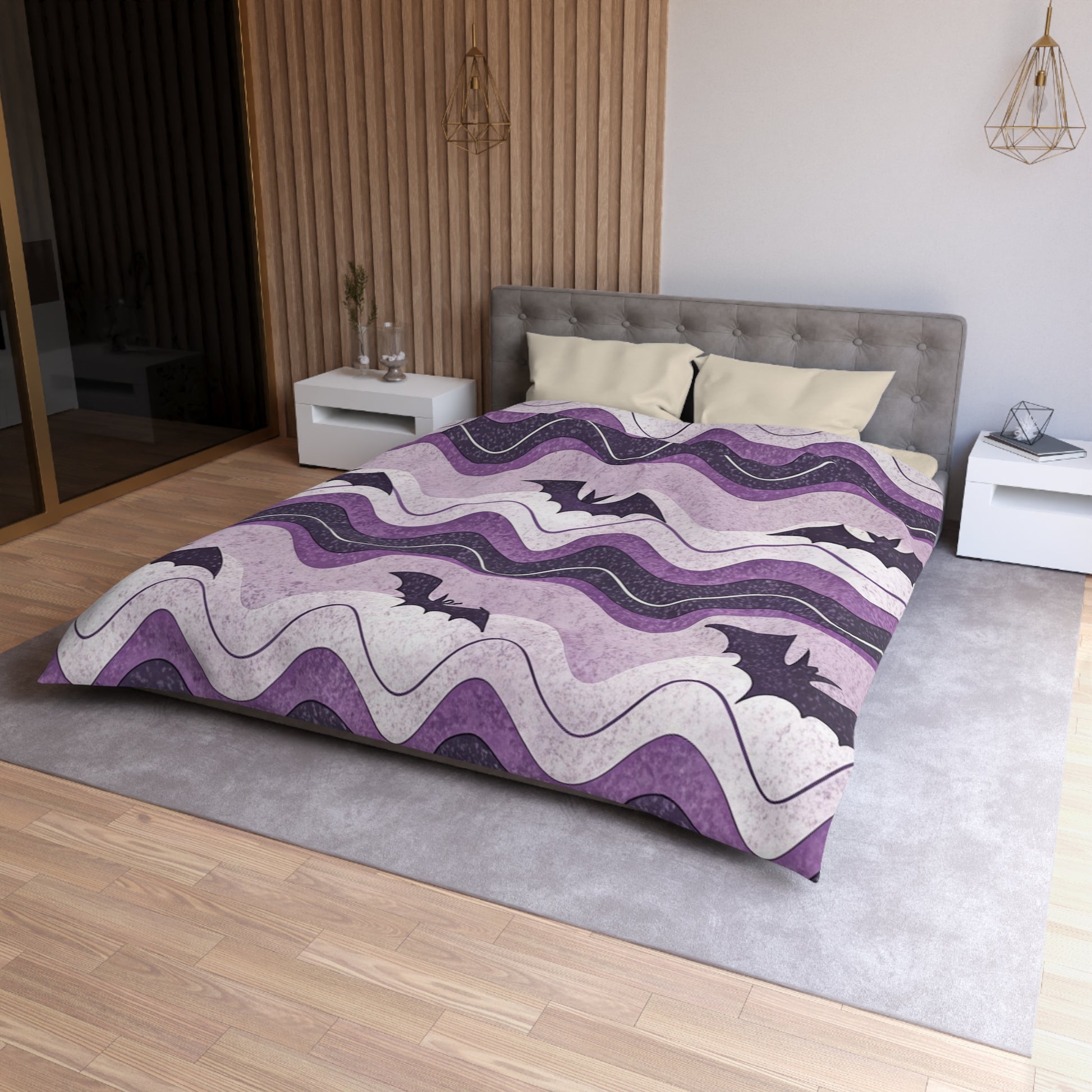 Bat Wave Microfiber Duvet Cover, Artsulli - Art is Long, Life is Short, Home Decor, , , , , , , 