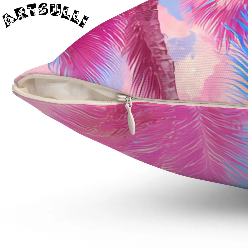 JAKKOUTTHEBXX Ethereal Pastel Palms Spun Polyester Square Pillow