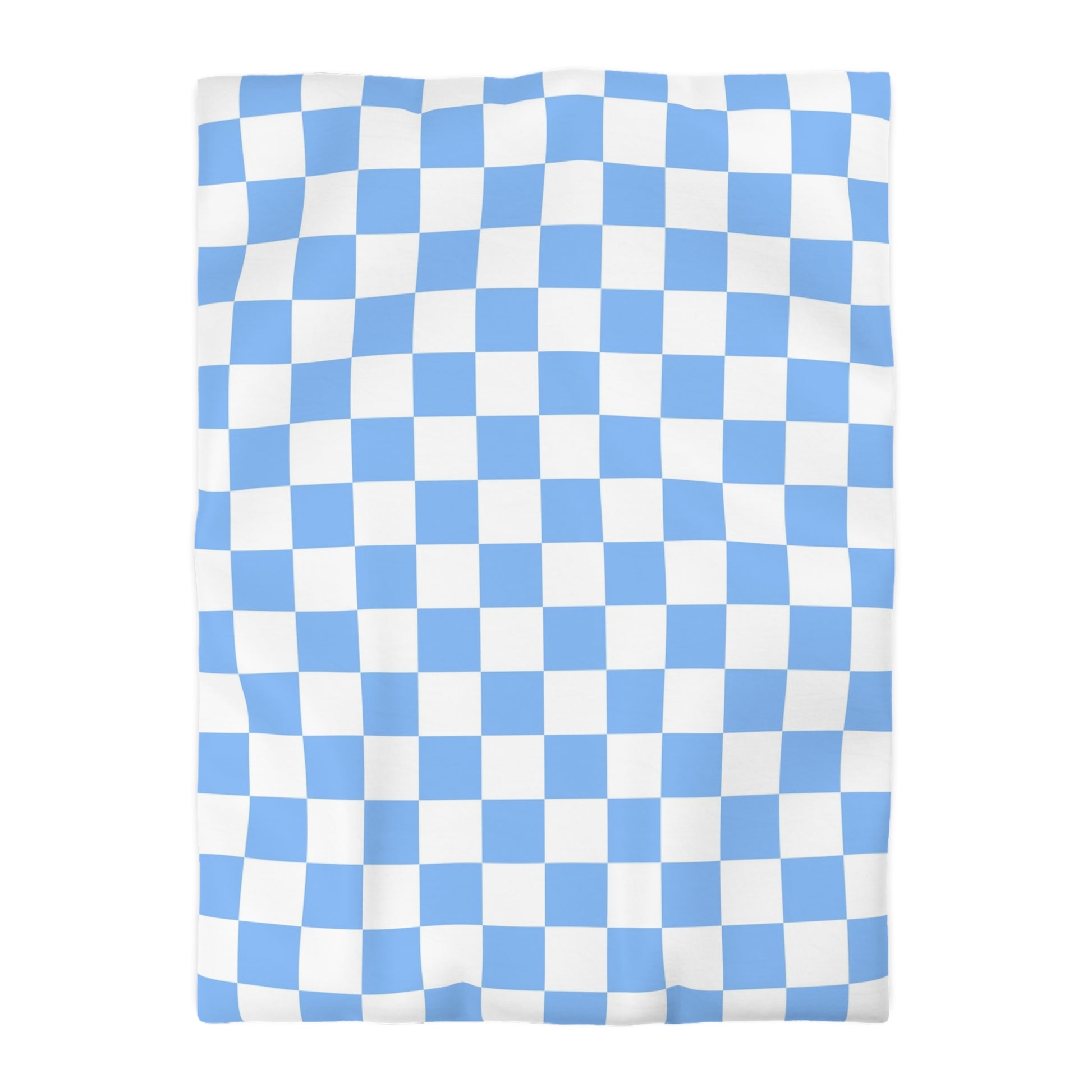 Checkerboard White and Light Blue Microfiber Duvet Cover, Artsulli - Art is Long, Life is Short, Home Decor, Size, Twin XL, Color, Cream, , , 21388020114569200009