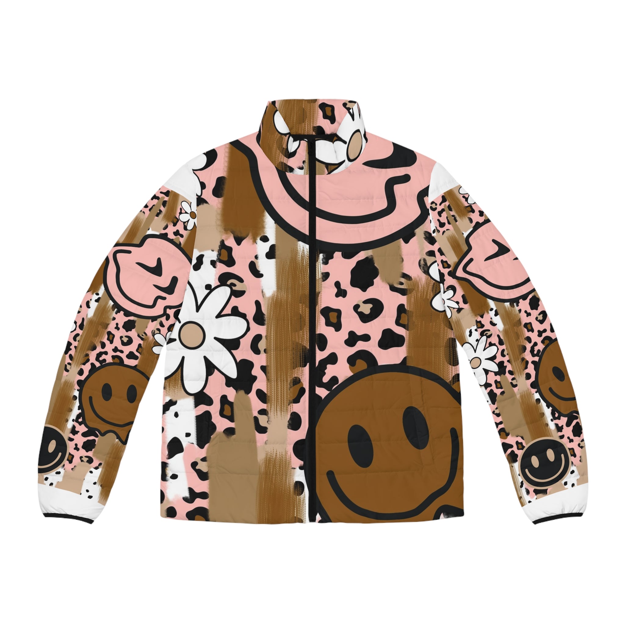 Sutfin Ghosts Pop Art Men's Puffer Jacket (AOP), Artsulli - Art is Long, Life is Short, All Over Prints, Size, S, Color, Black zipper, , , 21479621407750427783