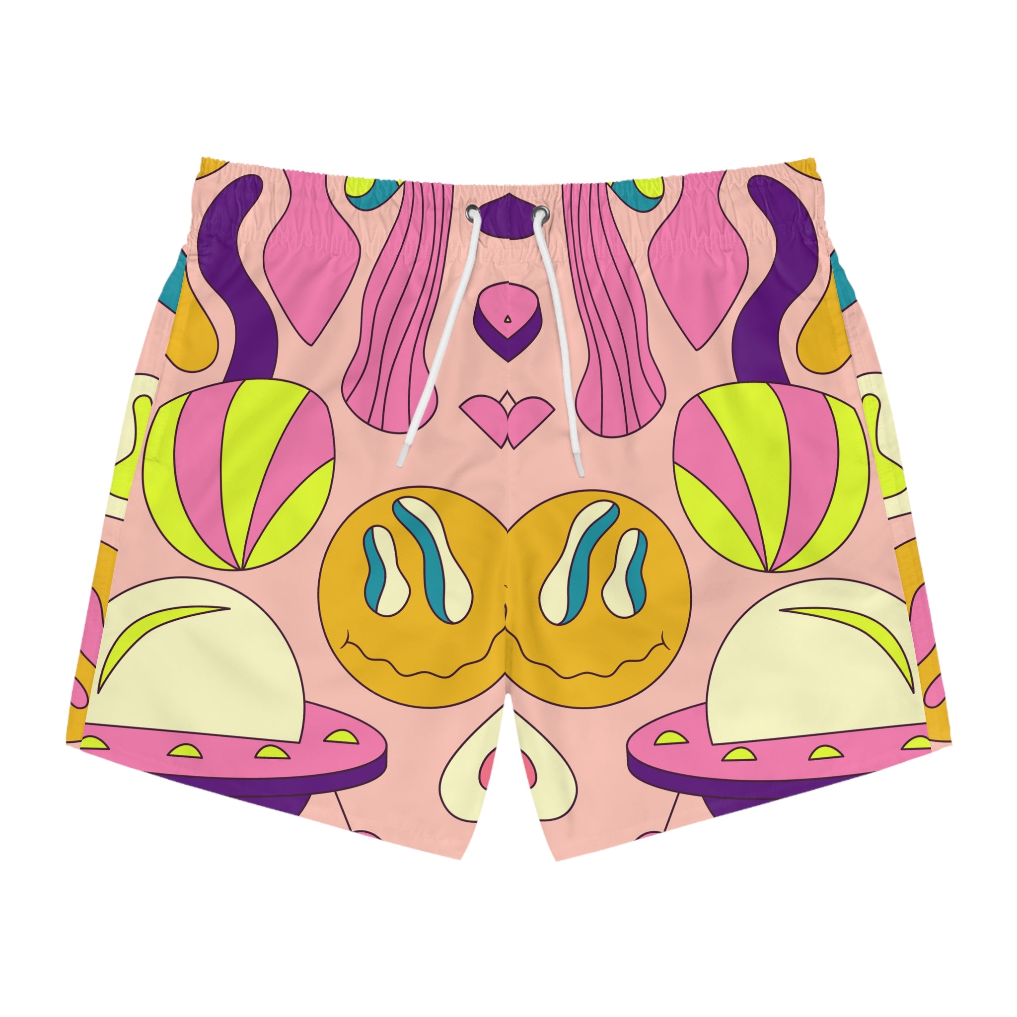 Trippy Spaceships Swim Trunks (AOP), Artsulli - Art is Long, Life is Short, All Over Prints, Size, XS, Color, Seam thread color automatically matched to design, , , 63396317296899342594