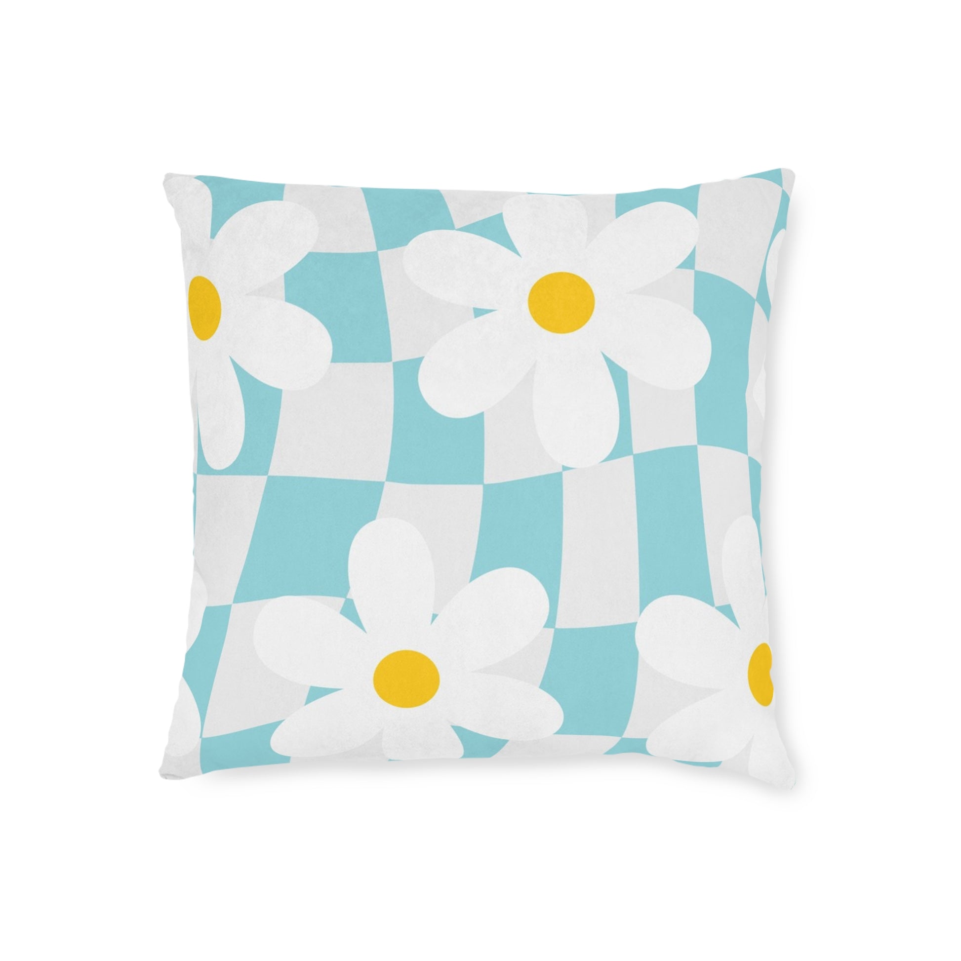 Trippy Check Garden Square Pillow, Artsulli - Art is Long, Life is Short, Home Decor, Size, 18" × 18", , , , , 46910036729737508534