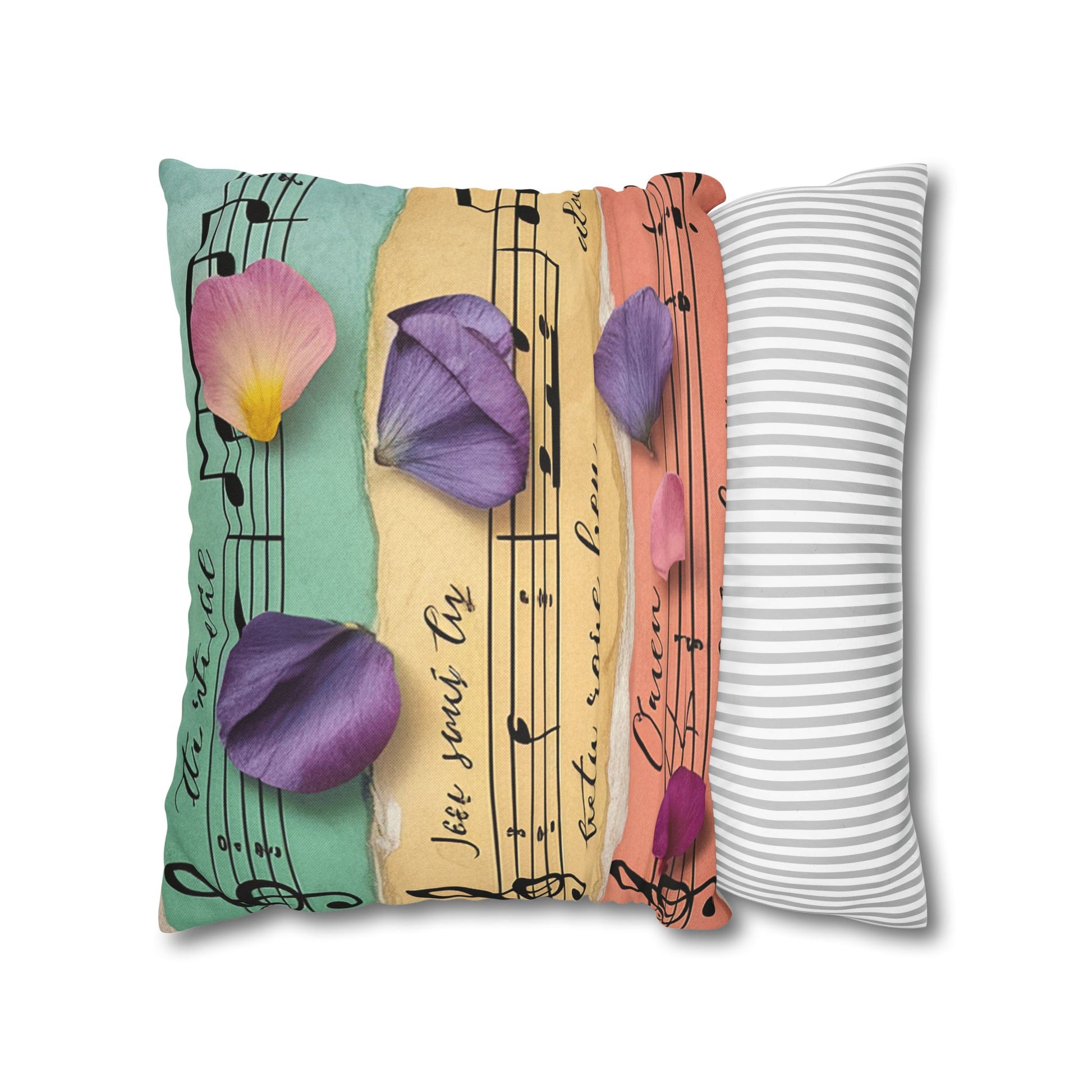 Torn Type Beat Sheet Music Multi-Color Spun Polyester Square Pillowcase, Artsulli - Art is Long, Life is Short, Home Decor, , , , , , , 