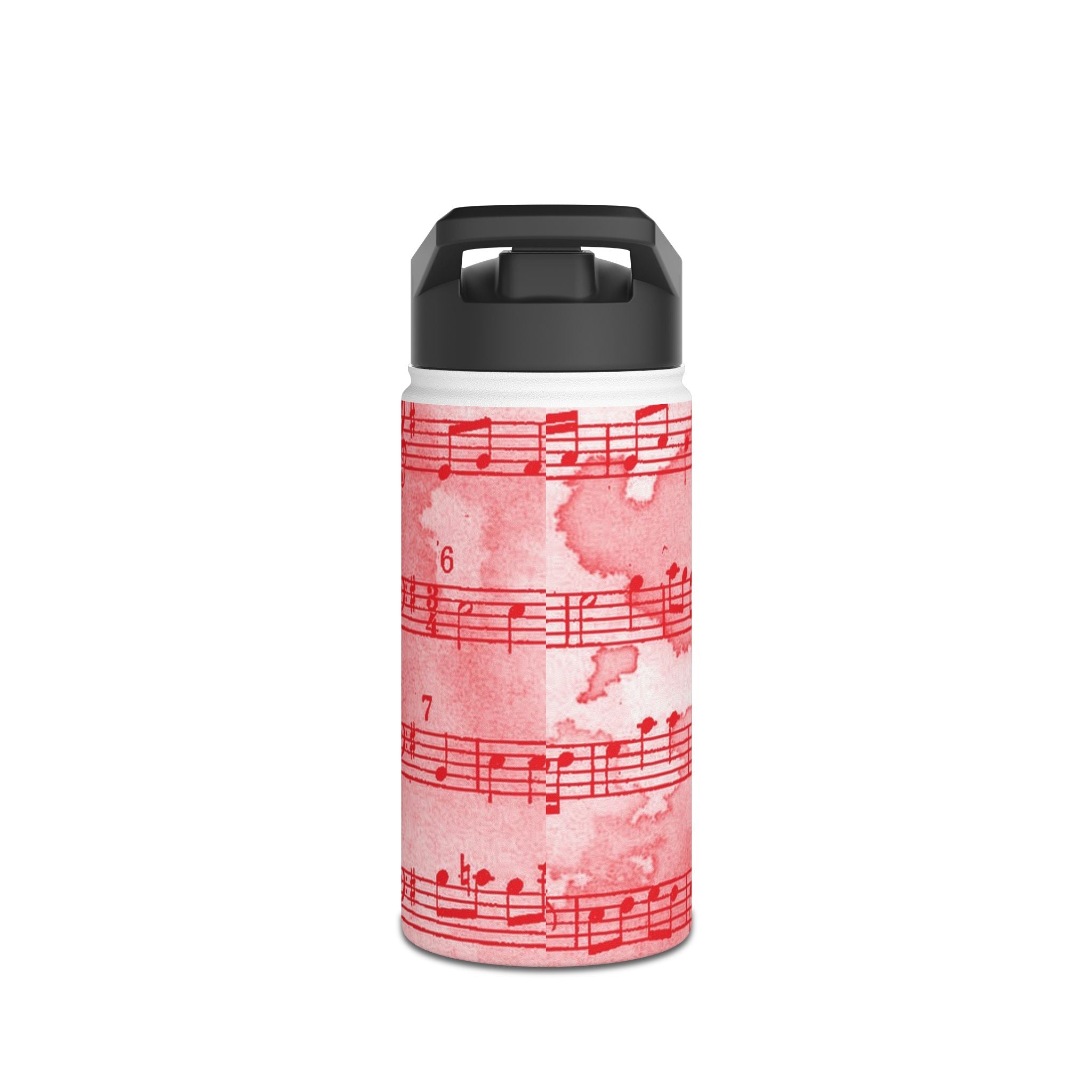 Drip Spill Type Beat Sheet Music Red Stainless Steel Water Bottle, Standard Lid, Artsulli - Art is Long, Life is Short, Mug, , , , , , , 