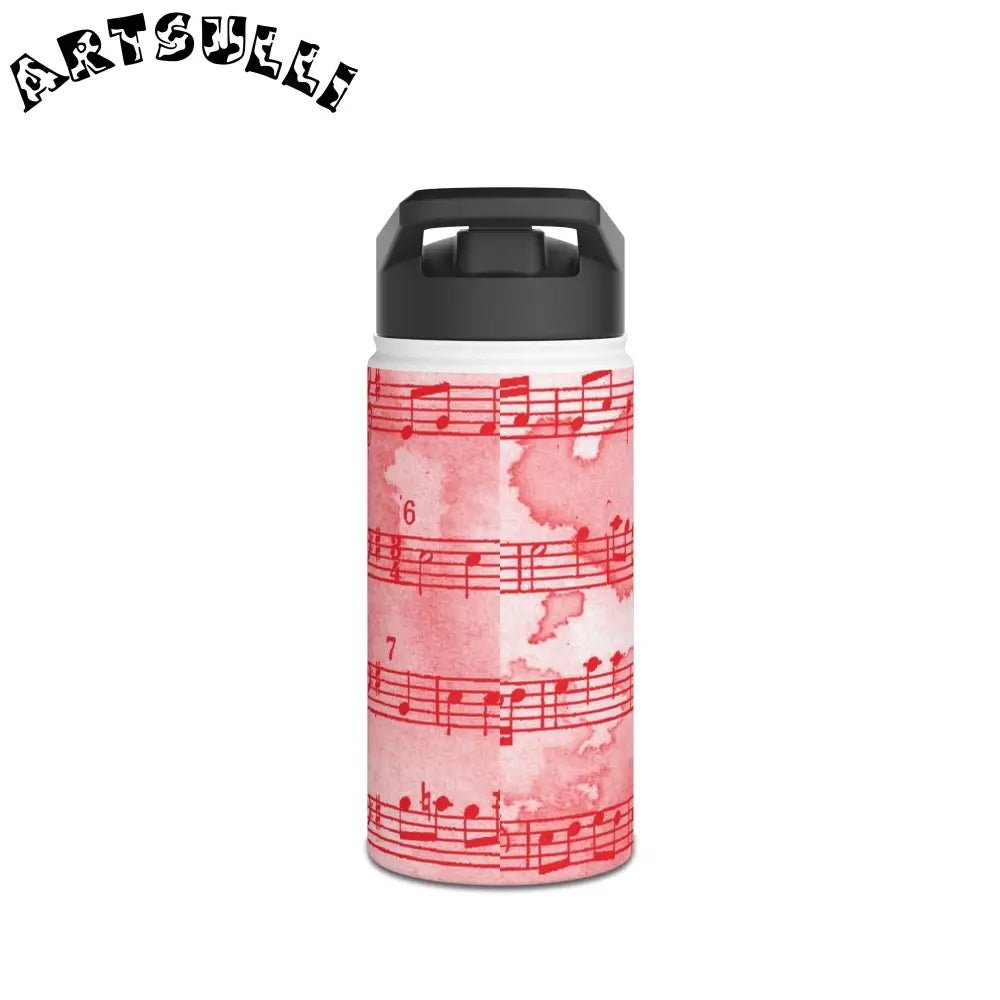 JAKKOUTTHEBXX Pink Steel Water Bottle with Red Musical Notes 2025