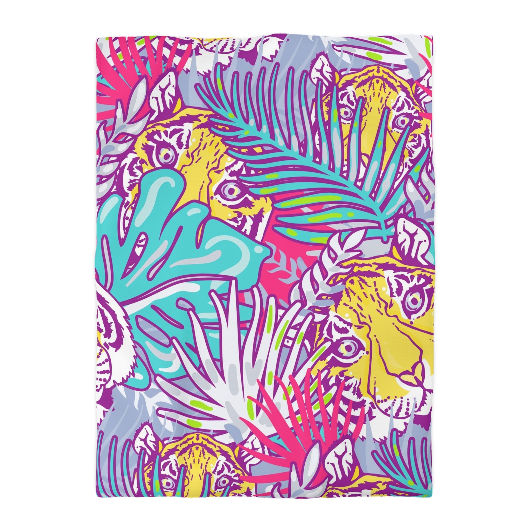 Tropical Floral Tigers Torquise and Purple Microfiber Duvet Cover, Artsulli - Art is Long, Life is Short, Home Decor, Size, Twin XL, Color, Cream, , , 14201769018780