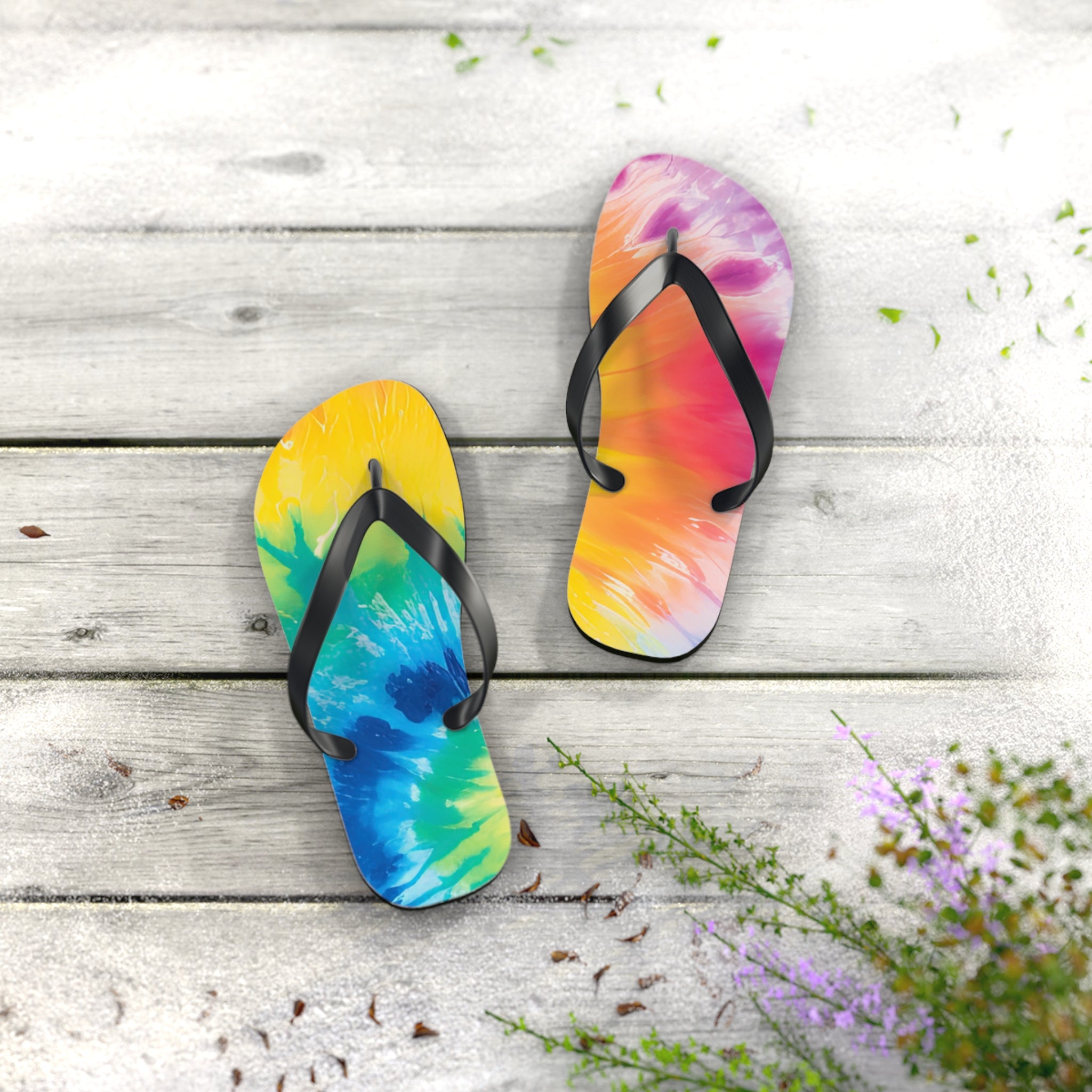 Tie Dye Flip Flops, Artsulli - Art is Long, Life is Short, Shoes, , , , , , , 