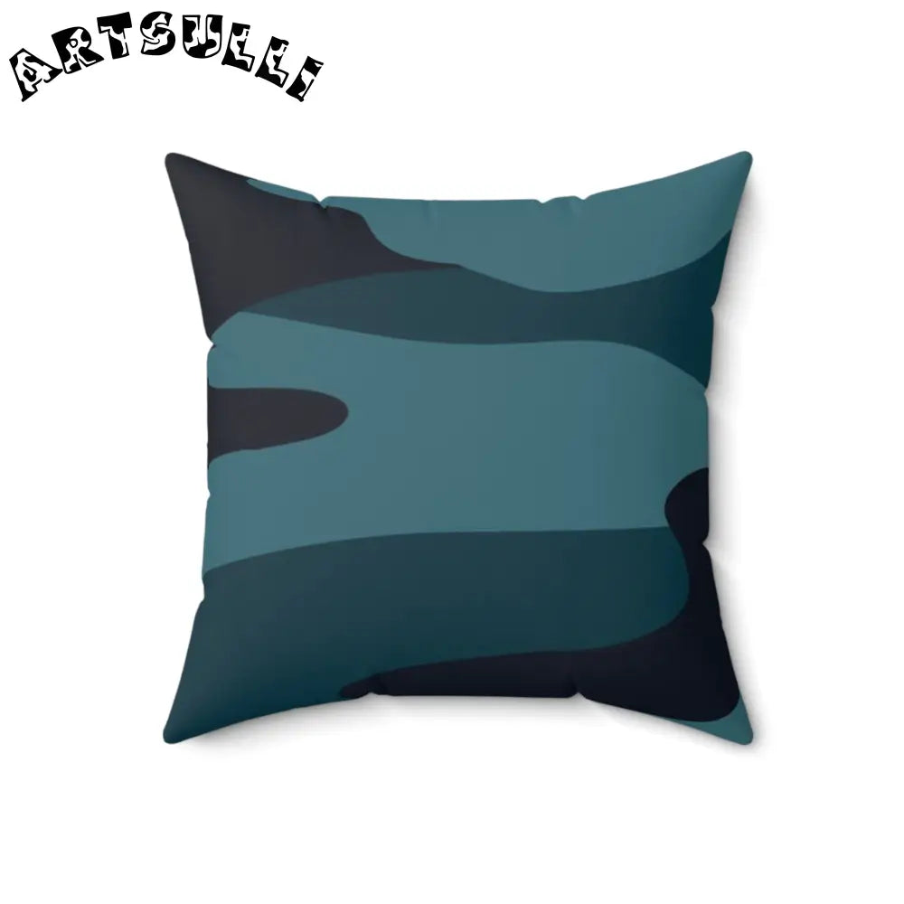 JAKKOUTTHEBXX Blue Camouflage Faux Suede Square Pillow JAKKOUTTHEBXX