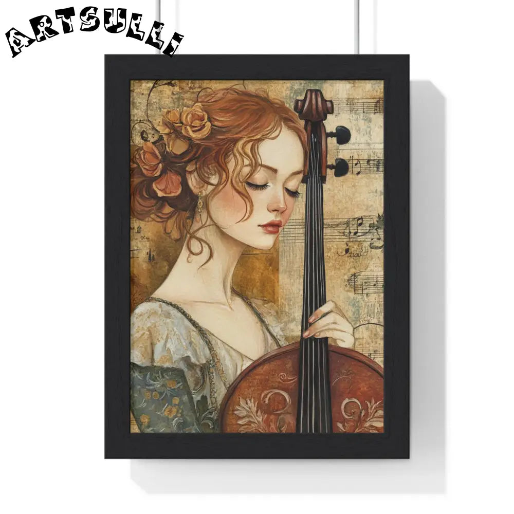 Woman With A Violin Vertical Framed Poster, Artsulli - Art is Long, Life is Short, Poster, Size, 8" x 11", Color, Black, , , 28074530257122296901