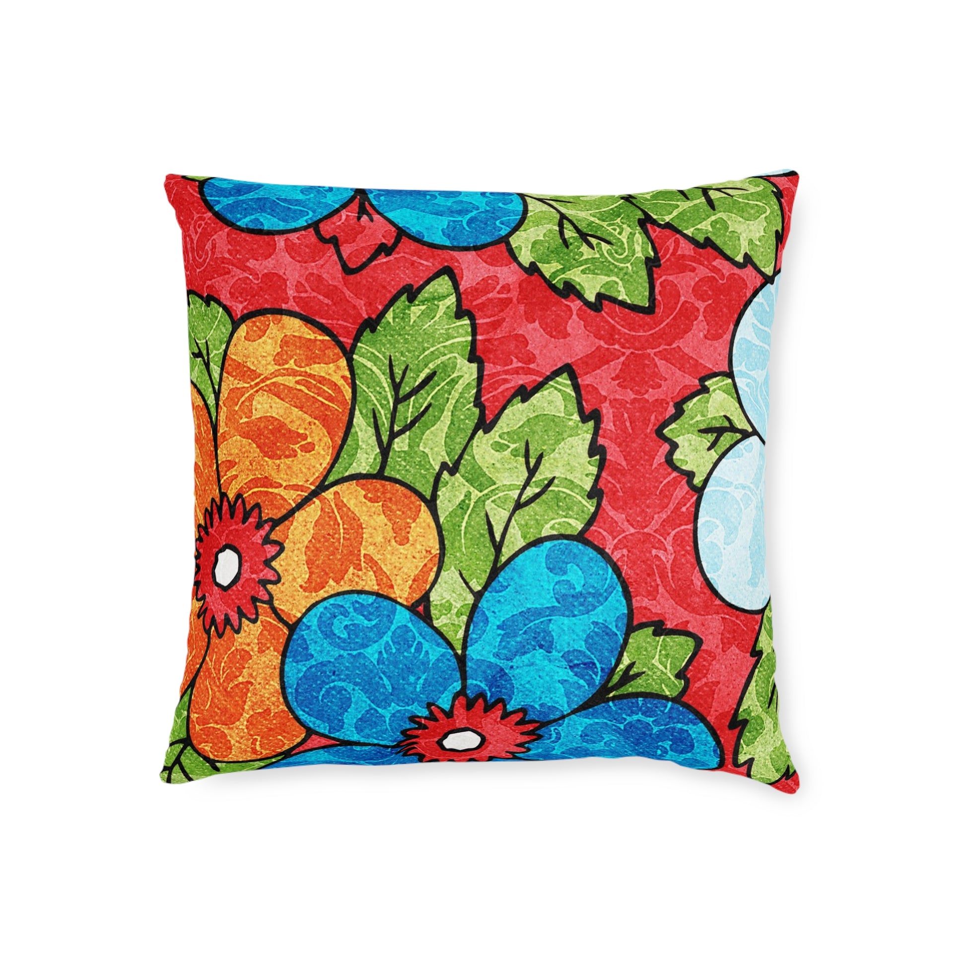 Groovy Red Floral Kl Square Pillow, Artsulli - Art is Long, Life is Short, Home Decor, , , , , , , 