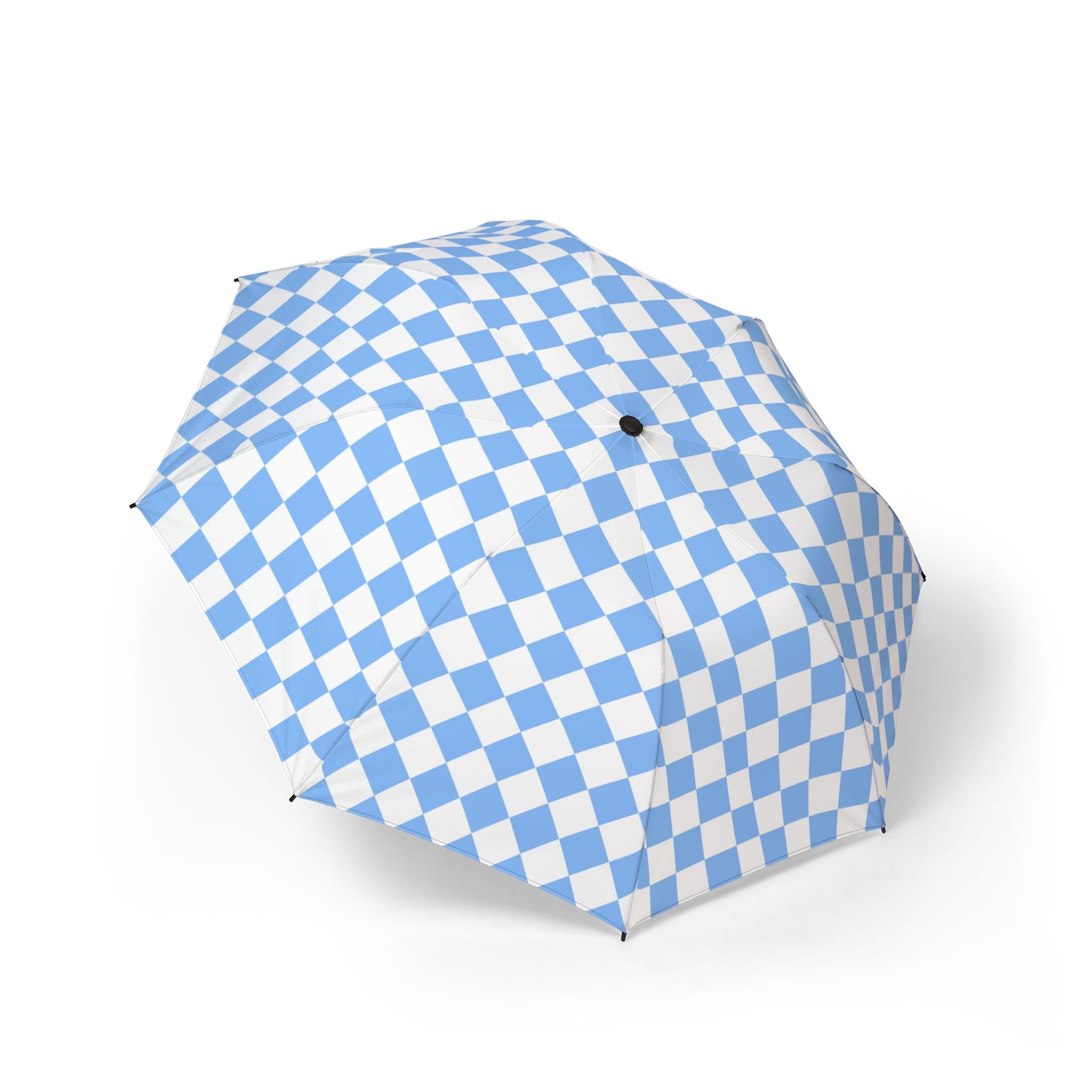 Checkerboard II White and Light Blue Semi-Automatic Foldable Umbrella, Artsulli - Art is Long, Life is Short, Accessories, Size, One size, , , , , 84873674637406514405