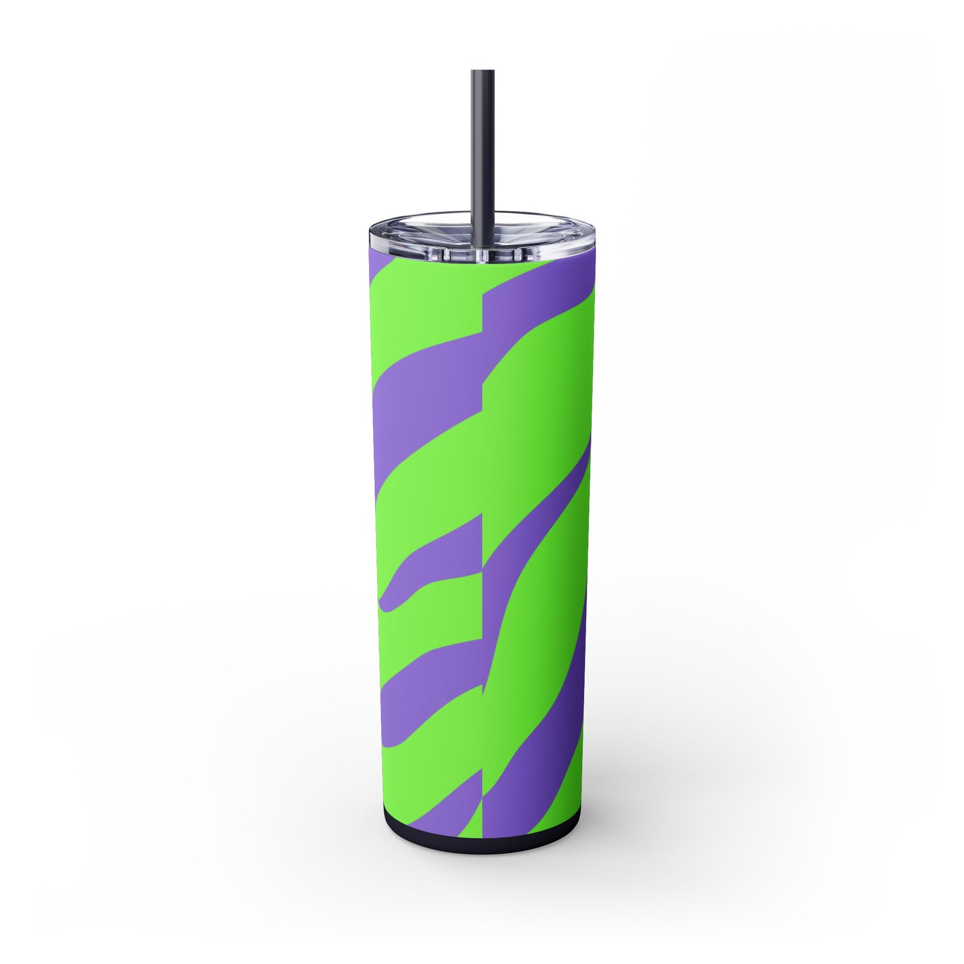 Tyrannosaurus Print Green and Purple Skinny Tumbler with Straw, 20oz, Artsulli - Art is Long, Life is Short, Mug, , , , , , , 