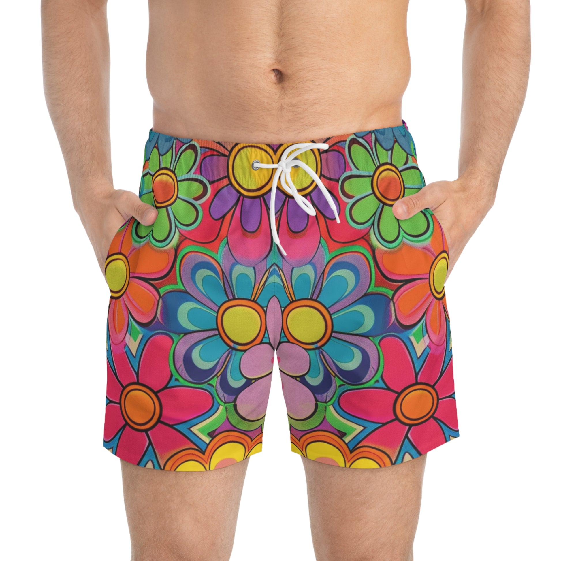 Chromatic Daisy Dream Swim Trunks (AOP), Artsulli - Art is Long, Life is Short, All Over Prints, , , , , , , 