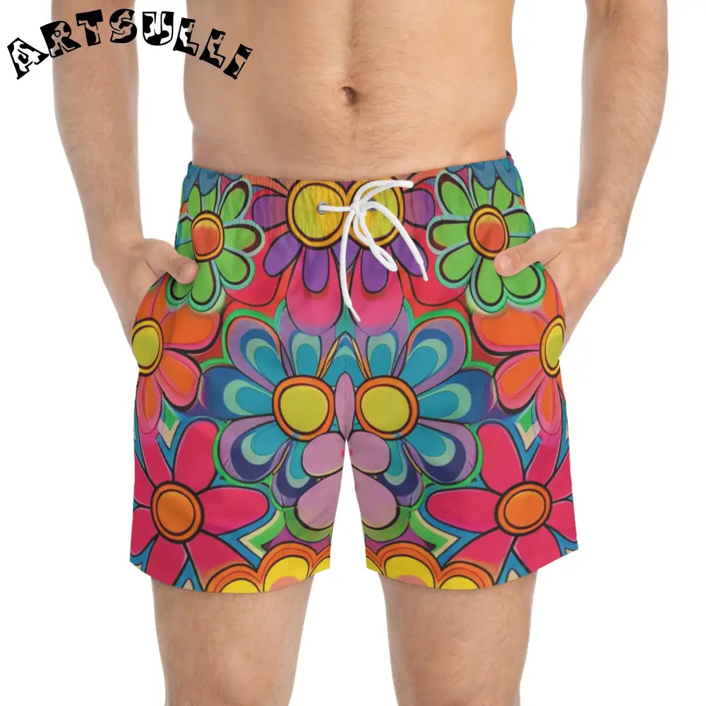 JAKKOUTTHEBXX Chromatic Daisy Dream Swim Trunks (AOP) JAKKOUTTHEBXX