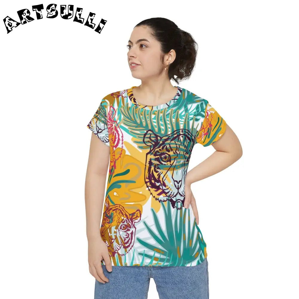 JAKKOUTTHEBXX Tropical Jungle Tigers Brown and Green Women’s Short