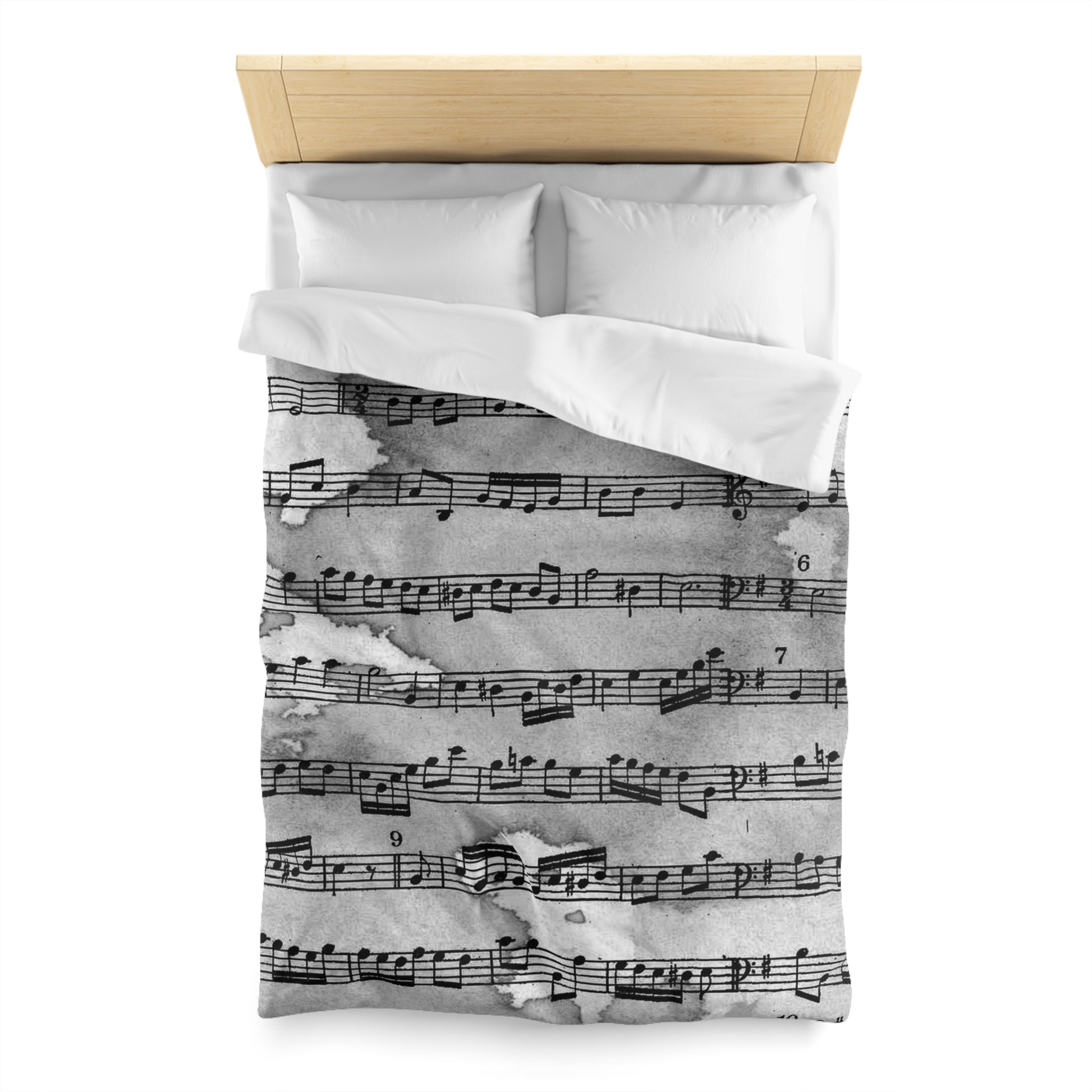 Drip Spill Type Beat Sheet Music Black Microfiber Duvet Cover, Artsulli - Art is Long, Life is Short, Home Decor, , , , , , , 