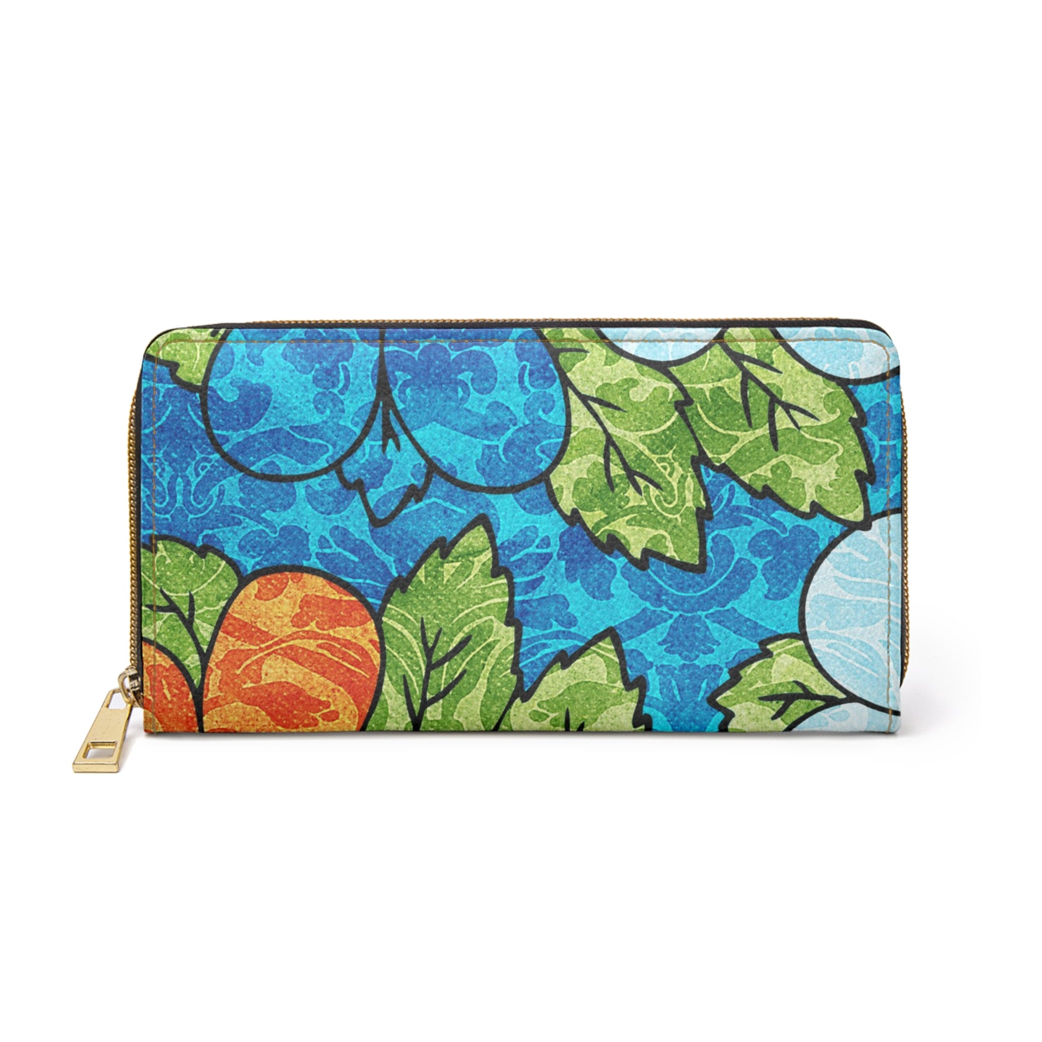 Blue Orange Groovy Zipper Wallet, Artsulli - Art is Long, Life is Short, Accessories, Size, One size, Color, White, , , 81019642414892765404