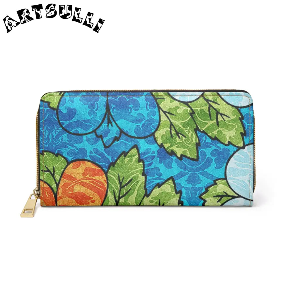 Blue Orange Groovy Zipper Wallet, Artsulli - Art is Long, Life is Short, Accessories, Size, One size, Color, White, , , 81019642414892765404