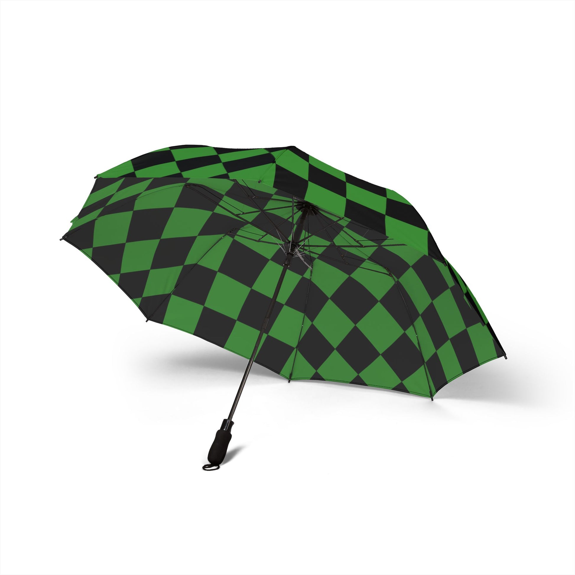 Checkerboard Green and Black Semi-Automatic Foldable Umbrella, Artsulli - Art is Long, Life is Short, Accessories, , , , , , , 
