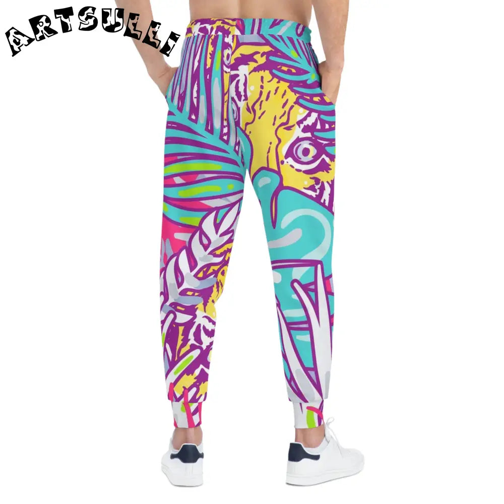 JAKKOUTTHEBXX Tropical Floral Tigers Torquise and Purple Athletic