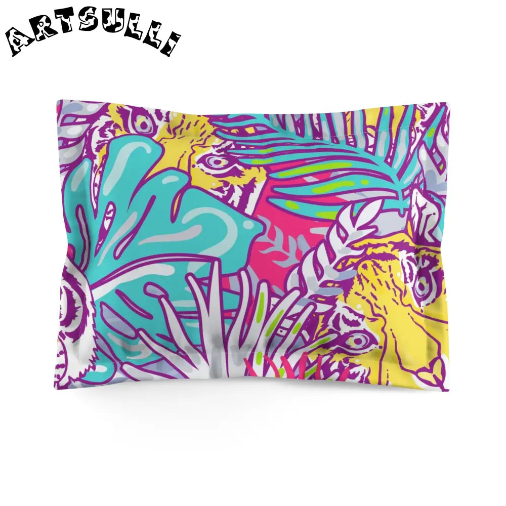 JAKKOUTTHEBXX Tropical Floral Tigers Torquise and Purple Microfiber