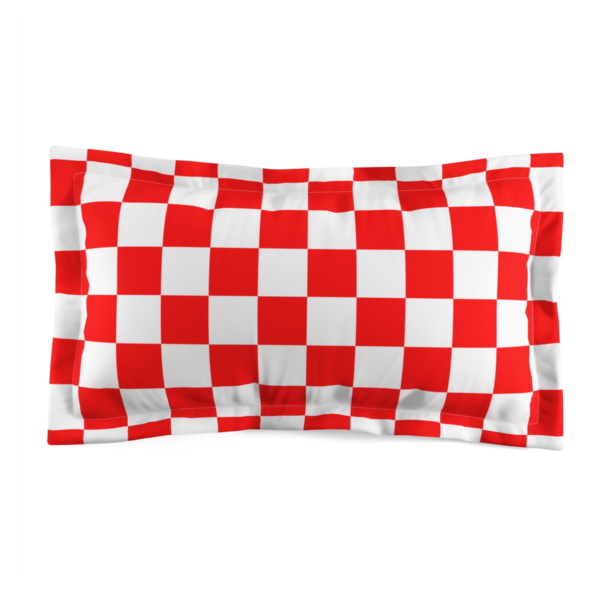 Checkerboard Red and White Microfiber Pillow Sham, Artsulli - Art is Long, Life is Short, Home Decor, Size, King, , , , , 94475188264781132763