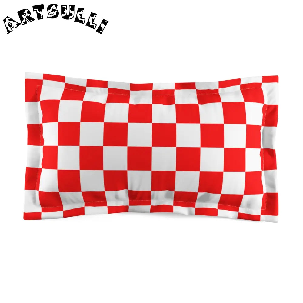 JAKKOUTTHEBXX Checkerboard Red and White Microfiber Pillow Sham