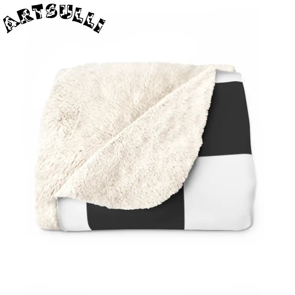 JAKKOUTTHEBXX Checkerboard Black and White Sherpa Fleece Blanket