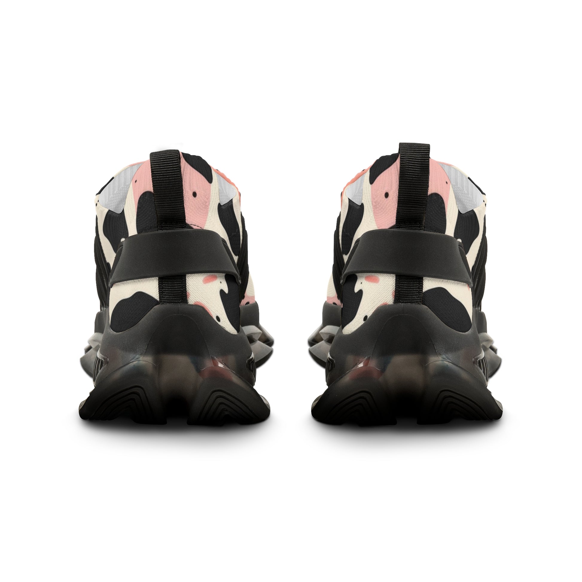 Organic Cow Print Cream and Pink Men's Mesh Sneakers, Artsulli - Art is Long, Life is Short, Shoes, , , , , , , 