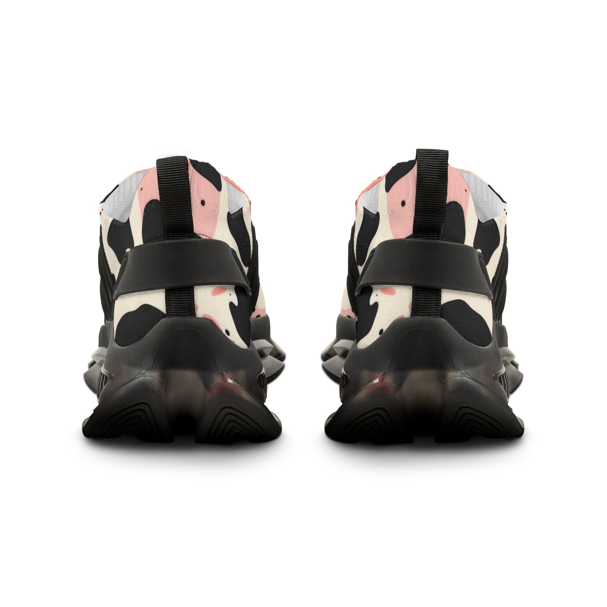 Organic Cow Print Cream and Pink Men's Mesh Sneakers, Artsulli - Art is Long, Life is Short, Shoes, , , , , , , 