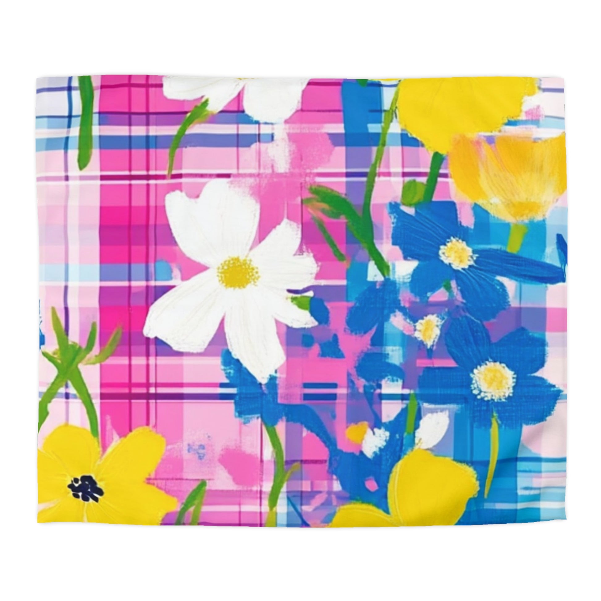 Plaid Garden Pink and Purple Microfiber Duvet Cover, Artsulli - Art is Long, Life is Short, Home Decor, Size, King, Color, Cream, , , 92162999730990