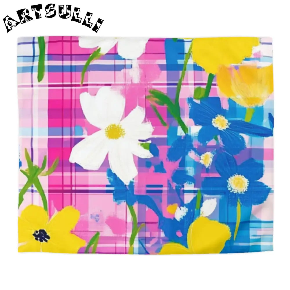 JAKKOUTTHEBXX Plaid Garden Pink and Purple Microfiber Duvet Cover