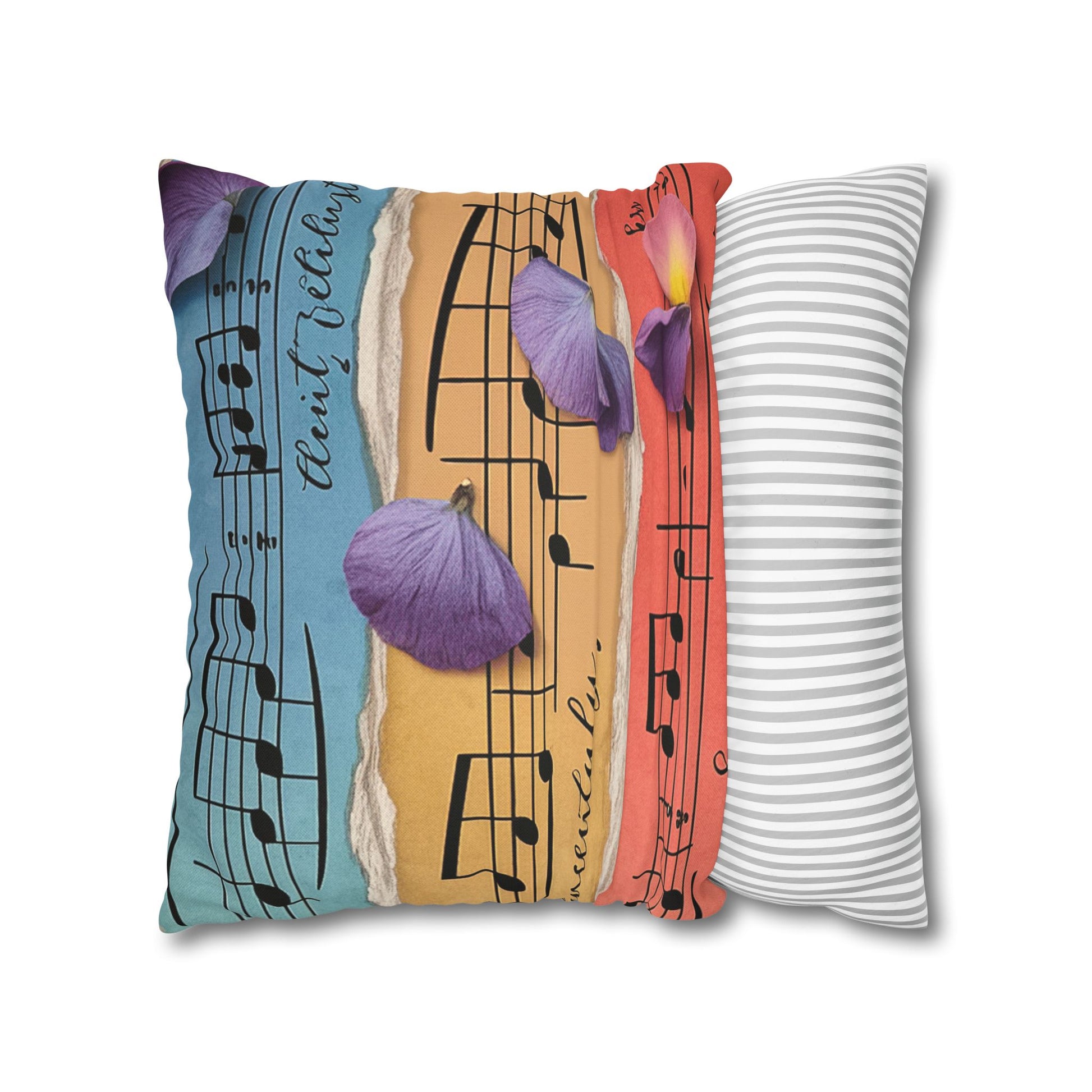 Torn Type Beat Sheet Music Multi-Color Spun Polyester Square Pillowcase, Artsulli - Art is Long, Life is Short, Home Decor, , , , , , , 