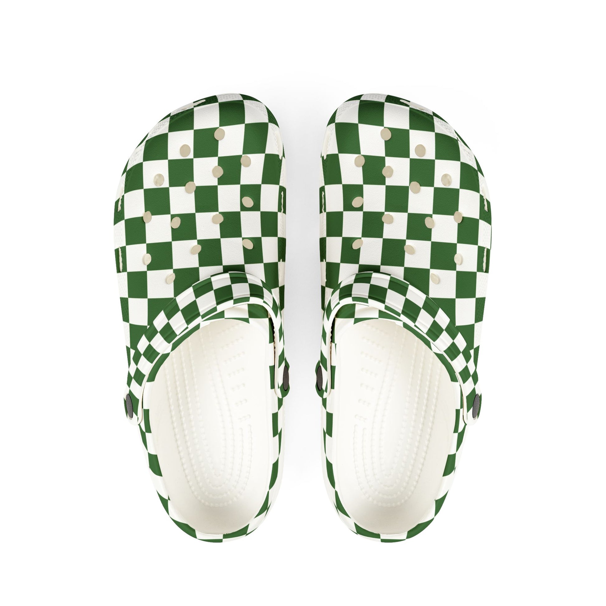 Checkerboard White and Dark Green EVA Foam Rubber Shoes (AOP), Artsulli - Art is Long, Life is Short, Shoes, Size, US 6 (Women's), Color, White, , , 17638688726038282063