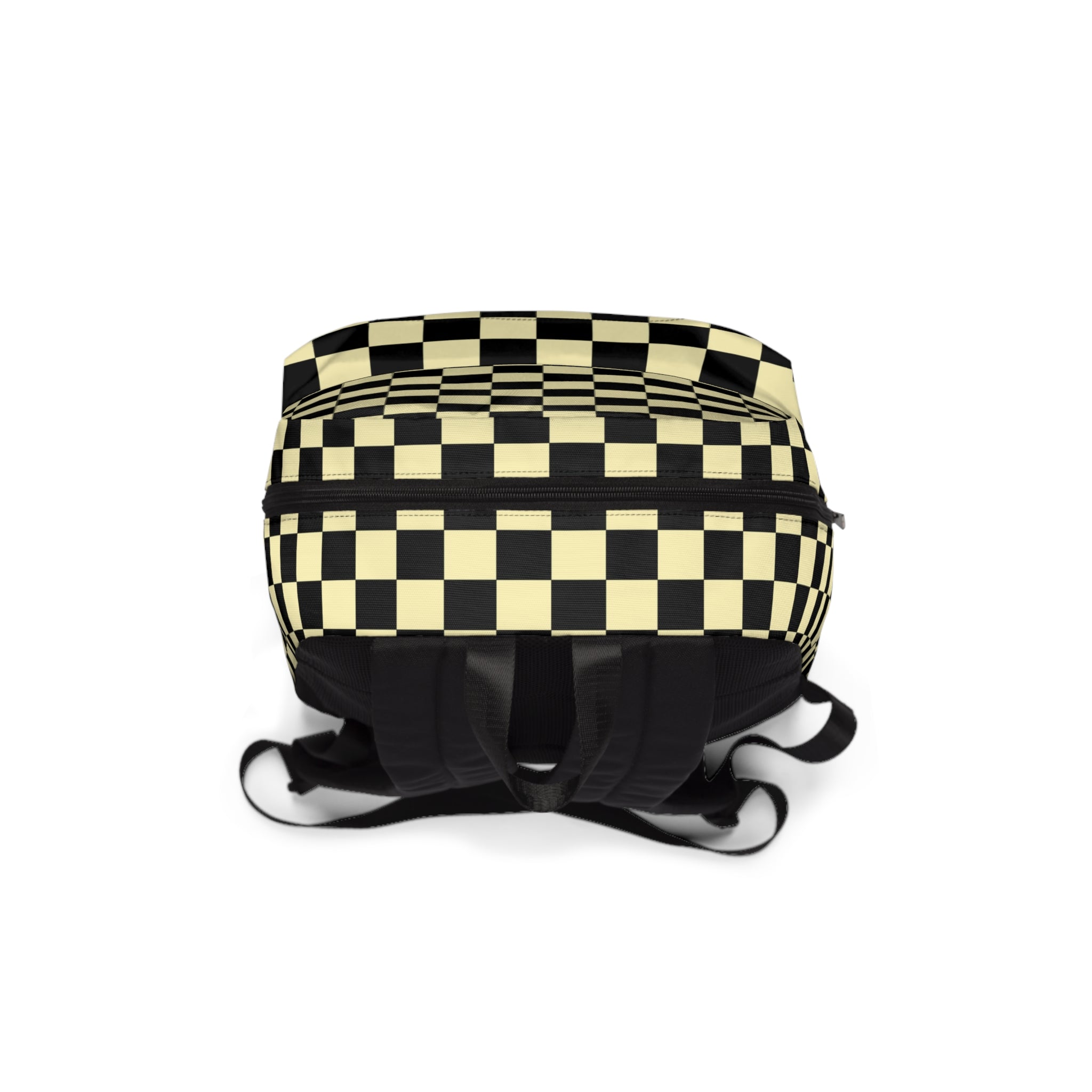 Checkerboard Black and Yellow Unisex Classic Backpack, Artsulli - Art is Long, Life is Short, Bags, , , , , , , 