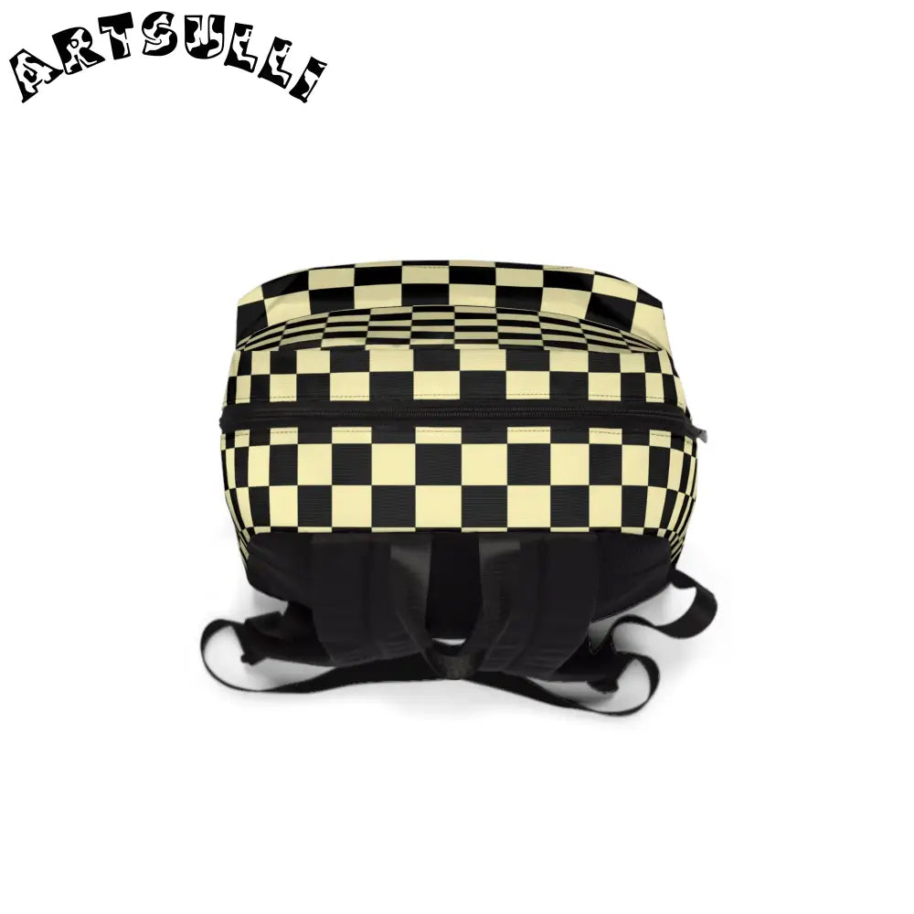 JAKKOUTTHEBXX Checkerboard Black and Yellow Unisex Classic Backpack