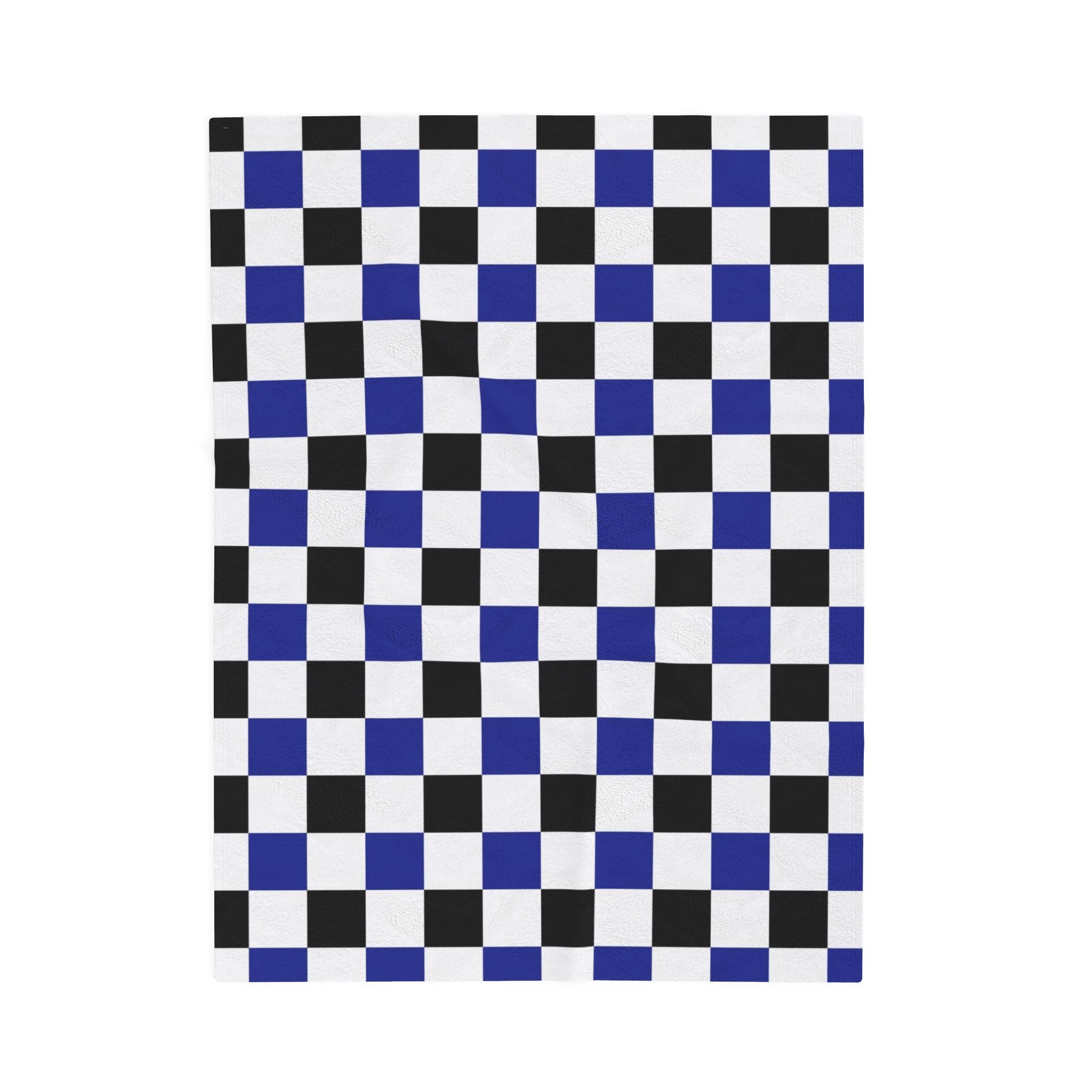 Checkerboard Blue White and Black Velveteen Plush Blanket, Artsulli - Art is Long, Life is Short, All Over Prints, Size, 30" × 40", , , , , 24072955241299248948