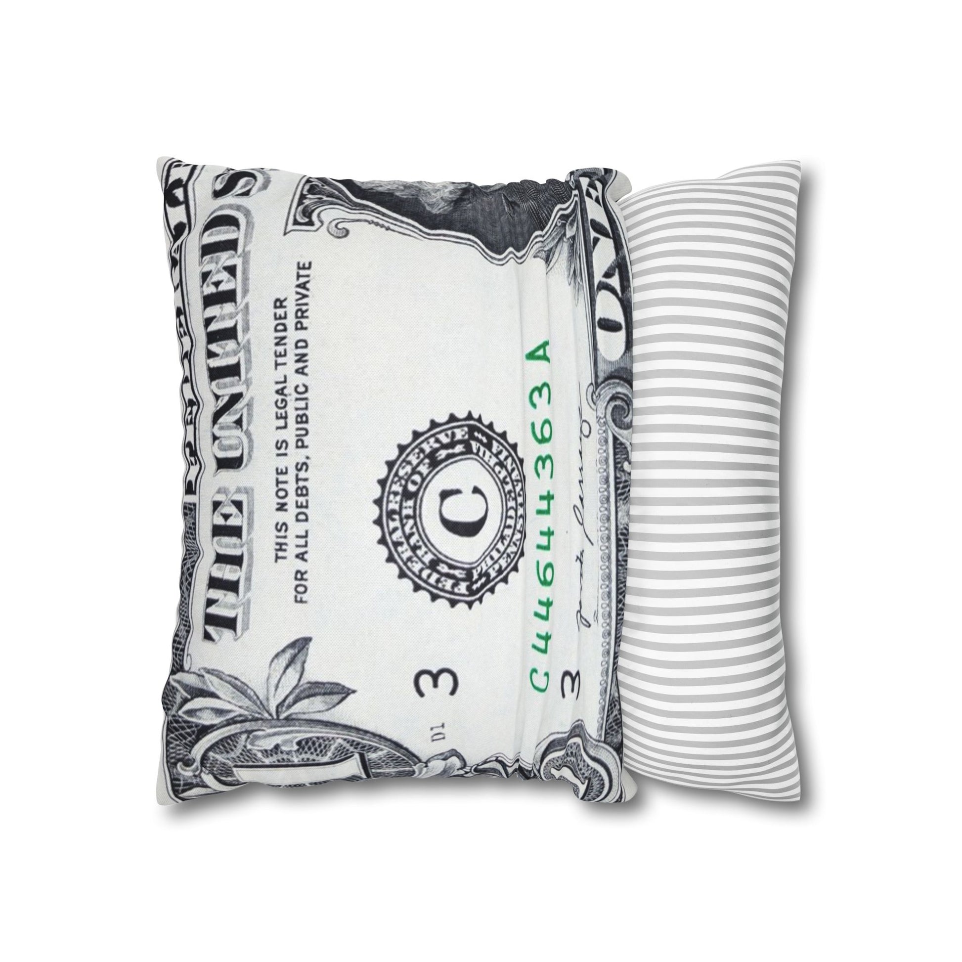 Money Collage Spun Polyester Square Pillowcase, Artsulli - Art is Long, Life is Short, Home Decor, , , , , , , 