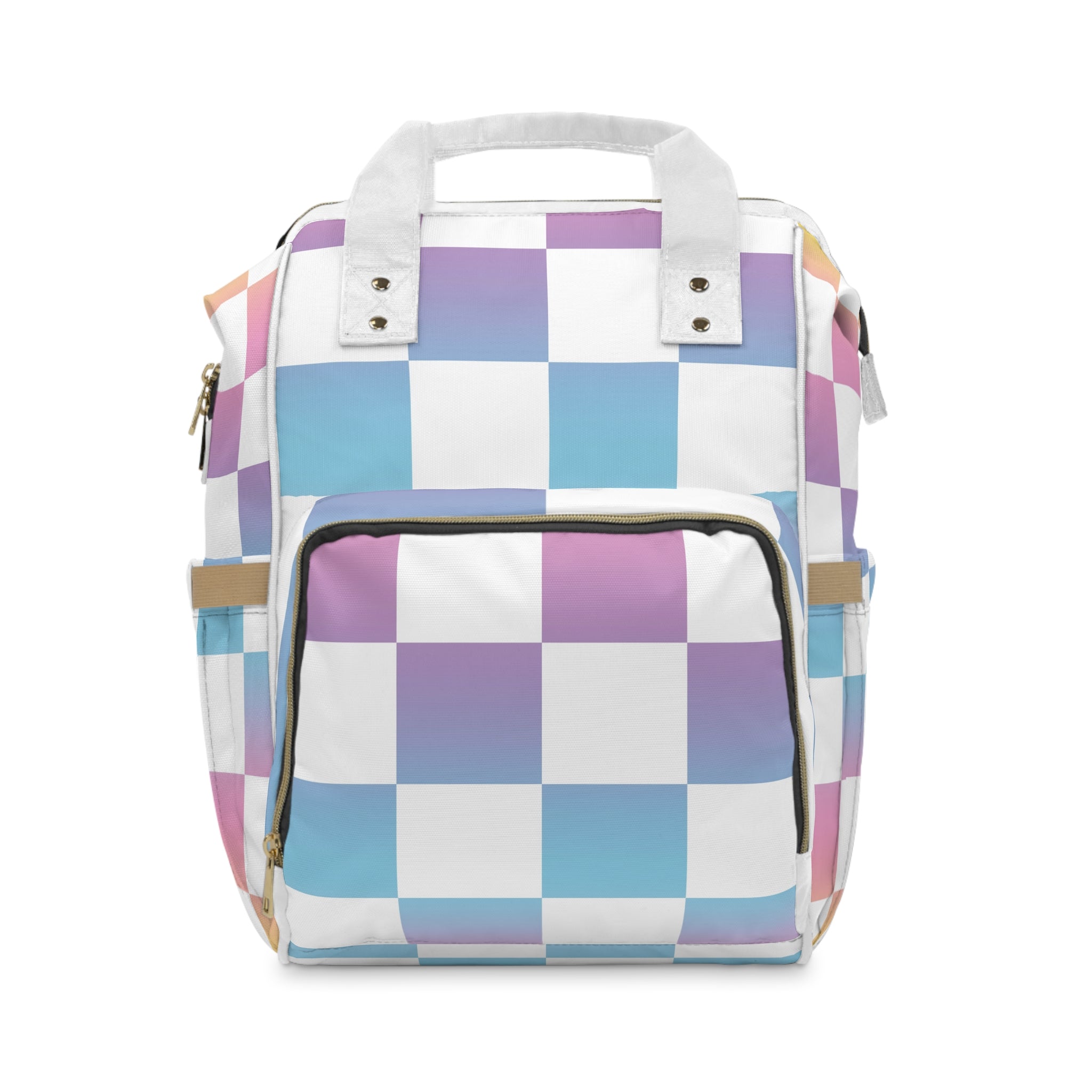 Vaporwave Check Multifunctional Diaper Backpack, Artsulli - Art is Long, Life is Short, Bags, Size, 15.0" × 10.8" × 6.7'', , , , , 86305215615643722278