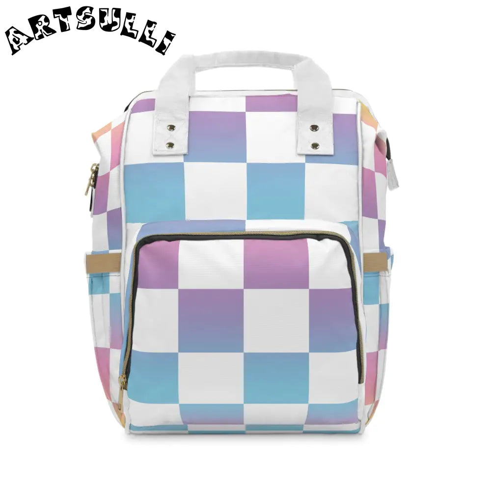 JAKKOUTTHEBXX Vaporwave Check Multifunctional Diaper Backpack
