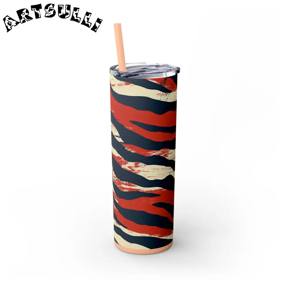 JAKKOUTTHEBXX Capricious Tiger Wave Skinny Tumbler with Straw 20oz