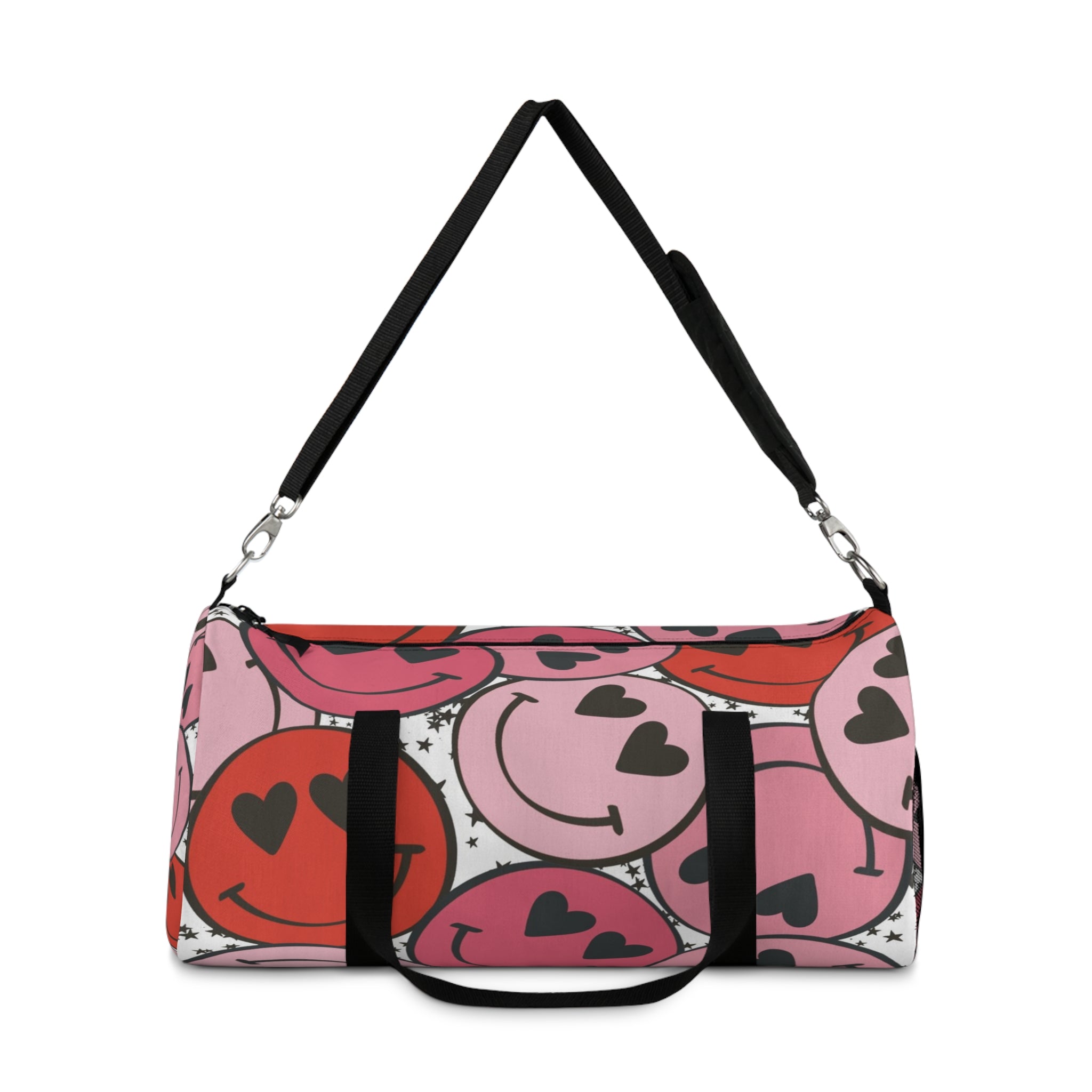 Smiley Face x Heart Eyes Pink and Red Duffel Bag, Artsulli - Art is Long, Life is Short, Bags, , , , , , , 