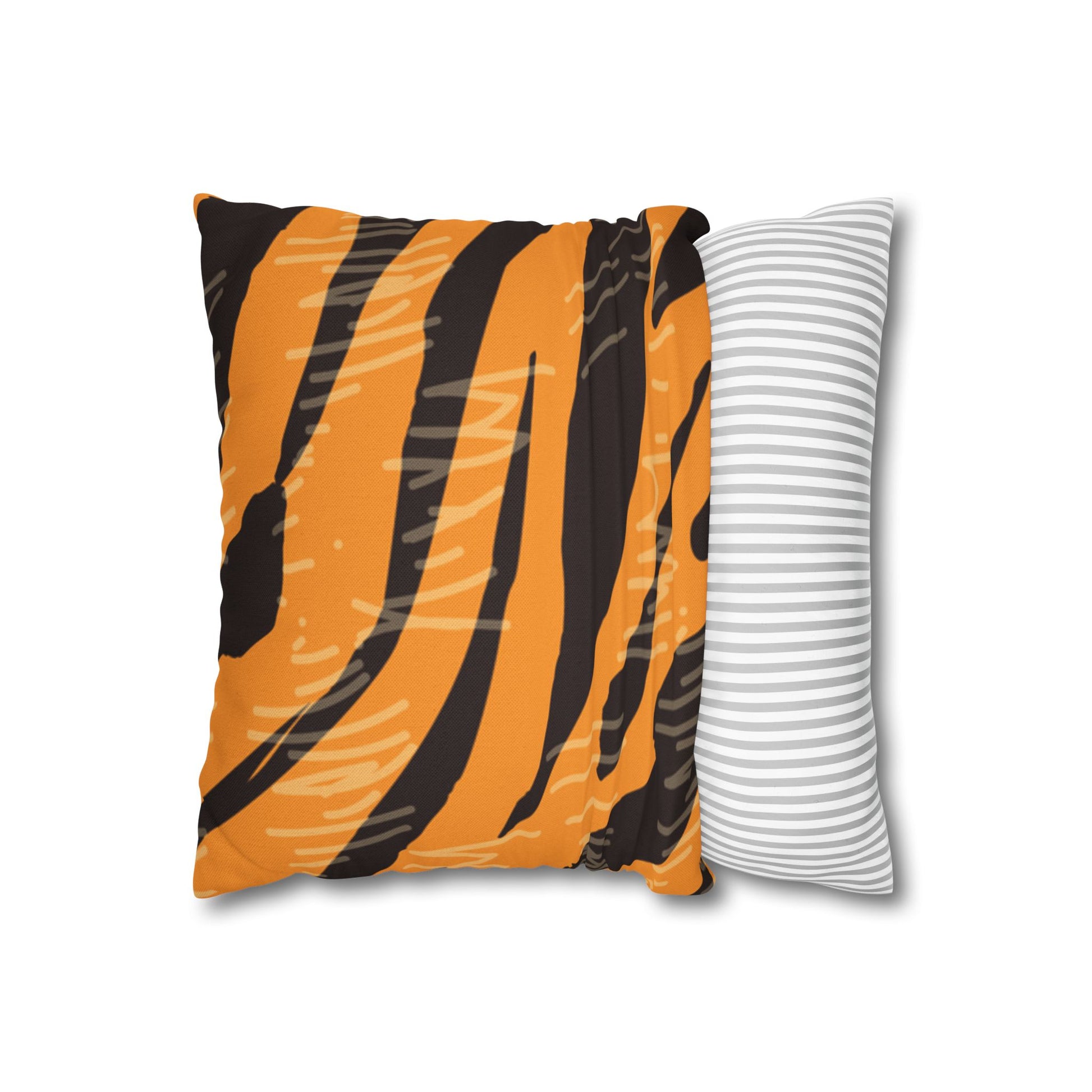 Tiger Scratches Orange & Black Spun Polyester Square Pillowcase, Artsulli - Art is Long, Life is Short, Home Decor, , , , , , , 