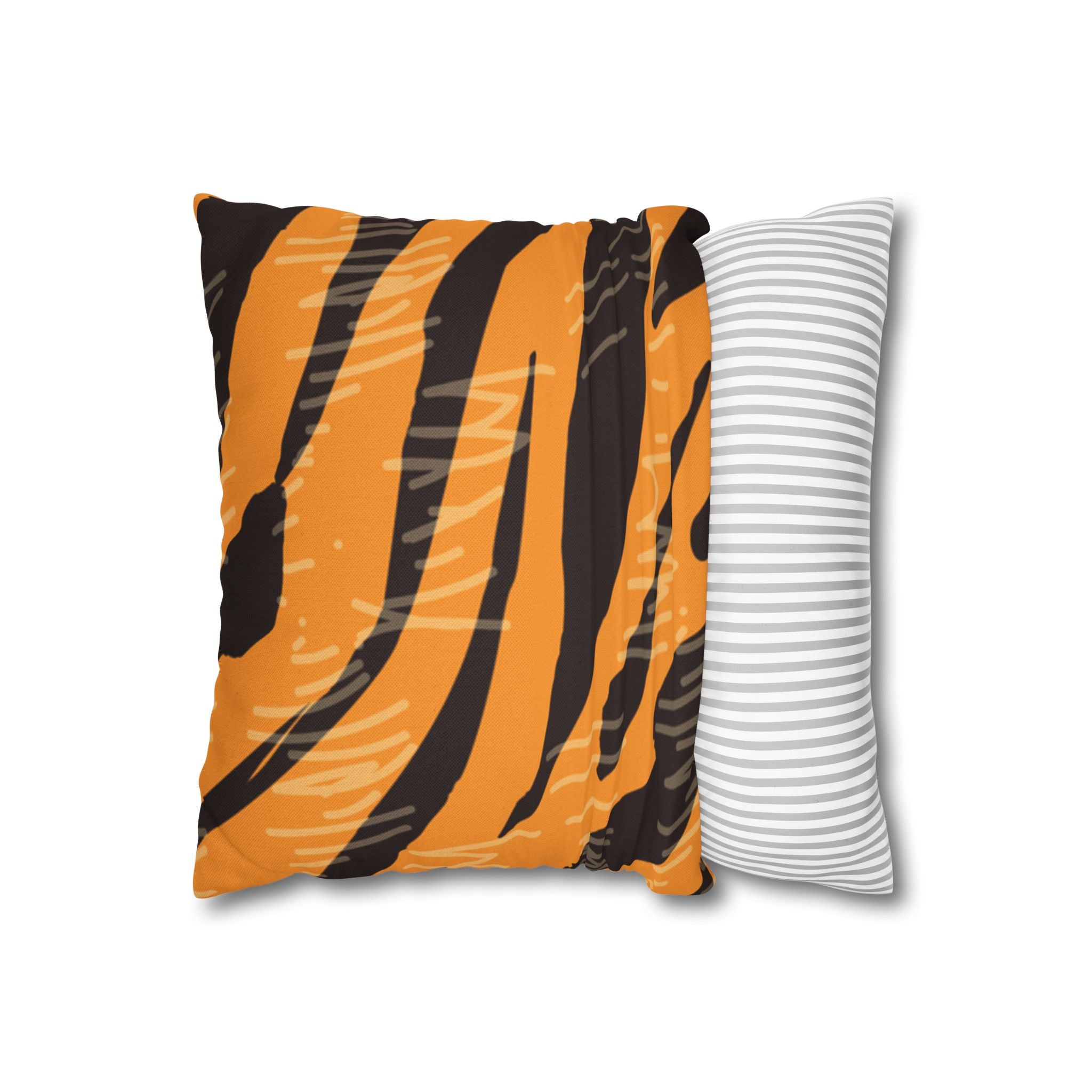 Tiger Scratches Orange & Black Spun Polyester Square Pillowcase, Artsulli - Art is Long, Life is Short, Home Decor, , , , , , , 